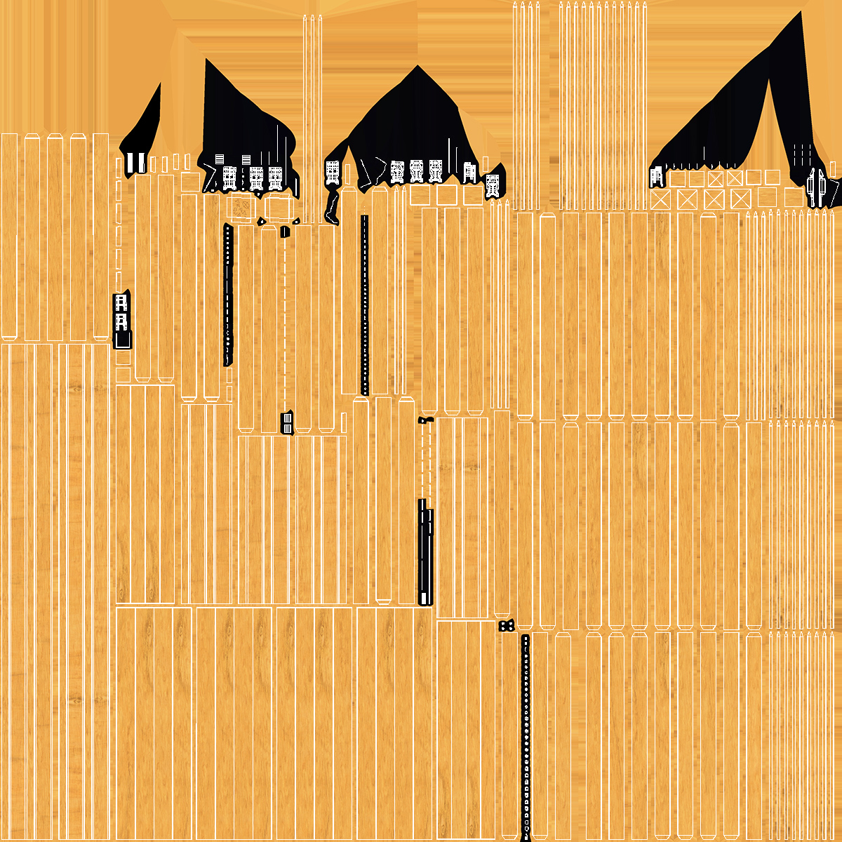 Wooden Picked Fence Section 3D