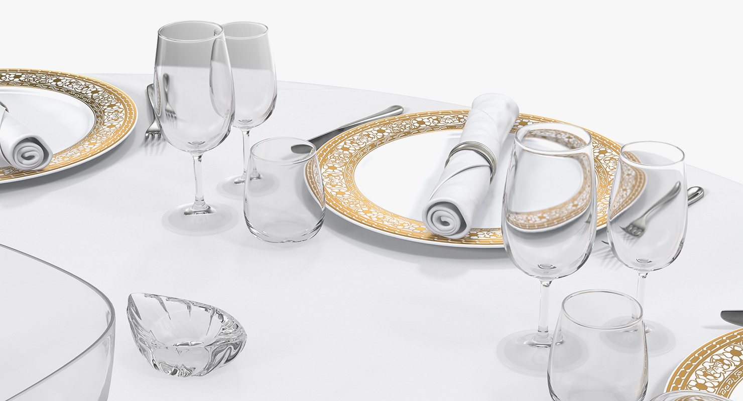 3D model Round Dining Served Table