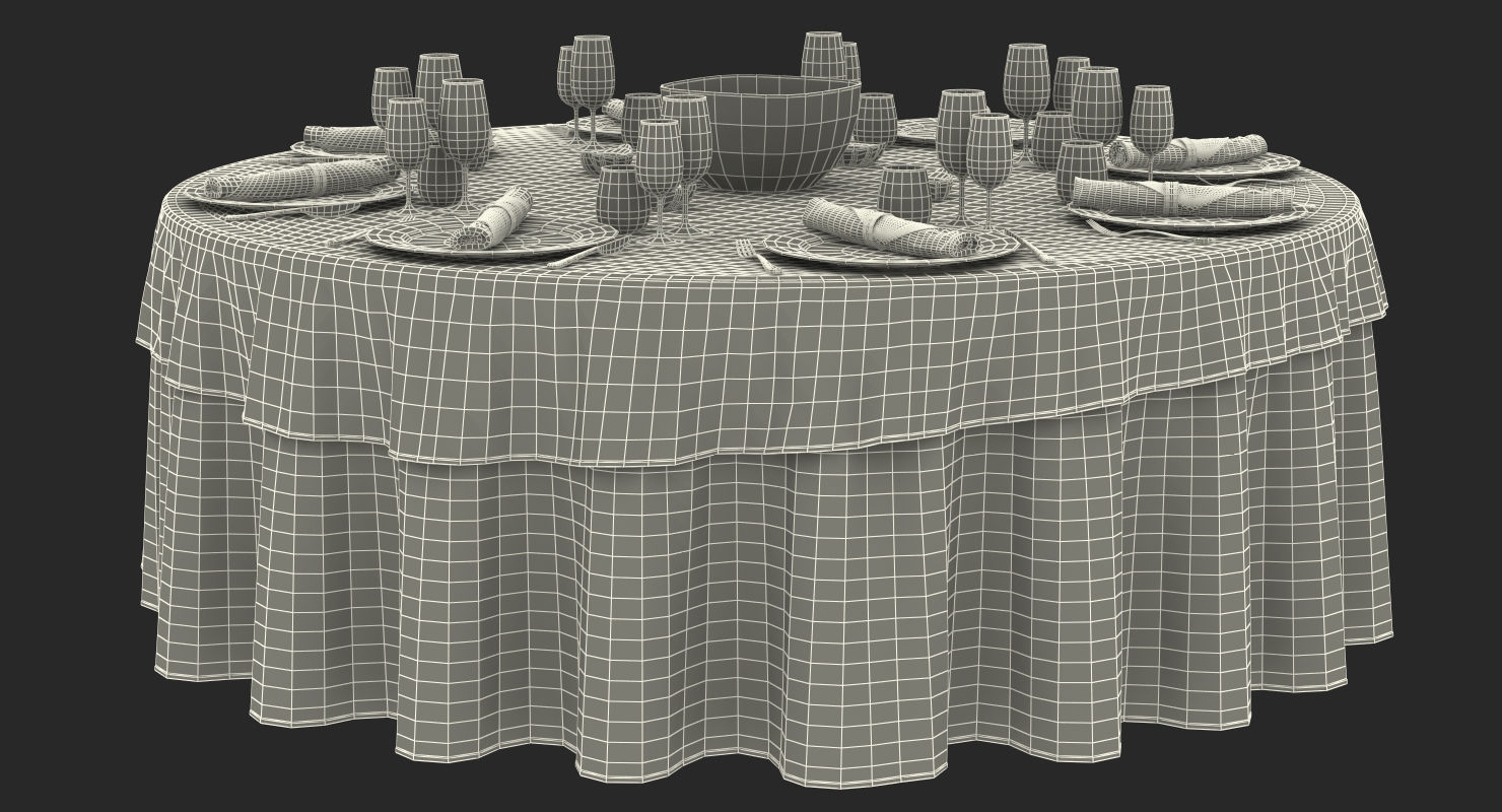 3D model Round Dining Served Table