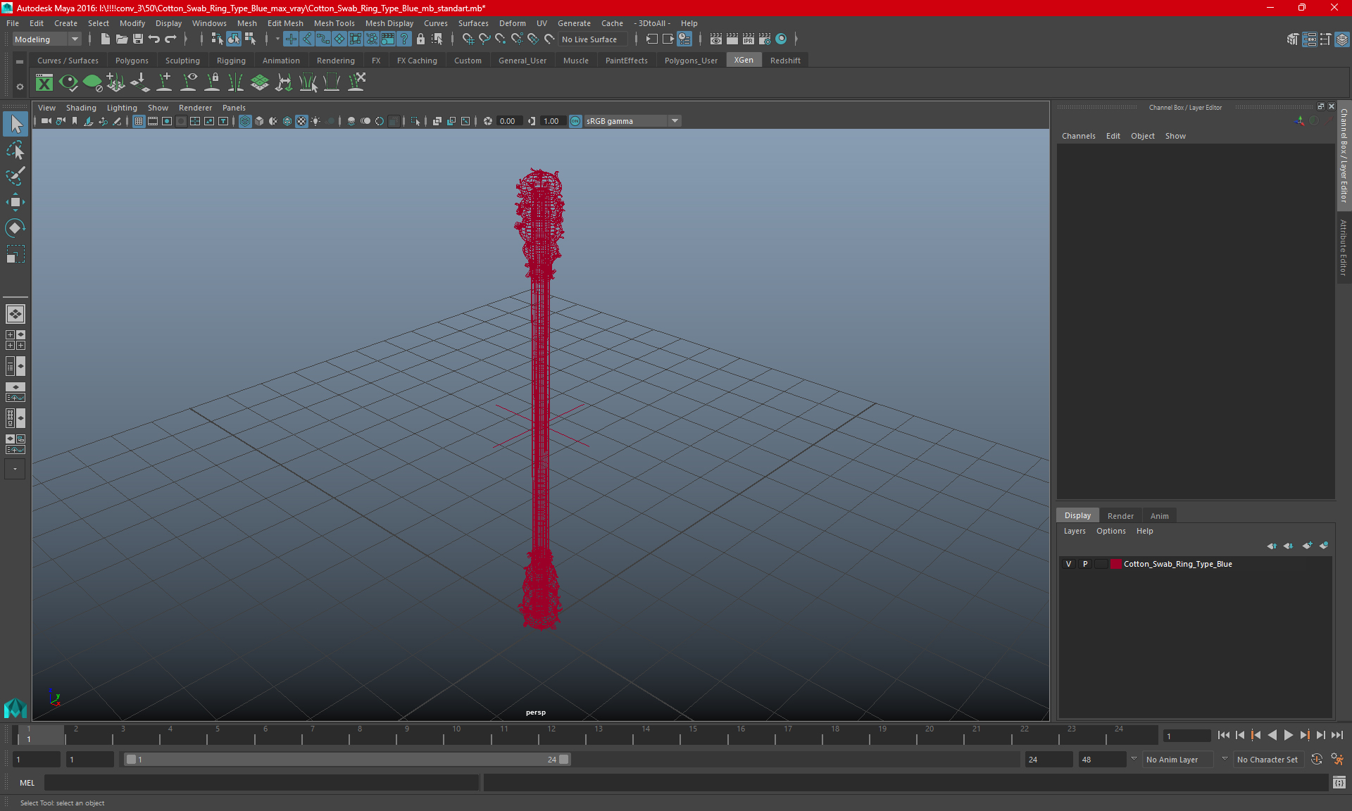 3D model Cotton Swab Ring Type Red