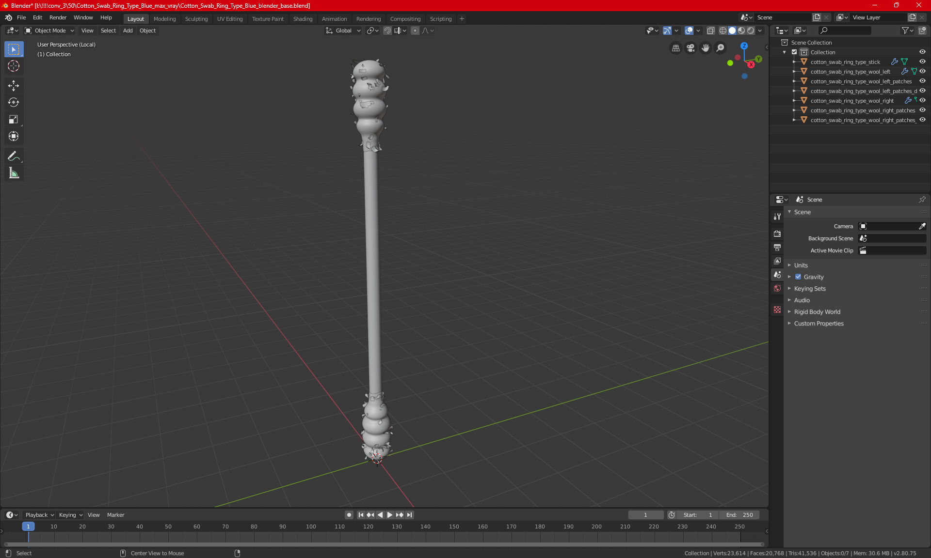 3D model Cotton Swab Ring Type Red