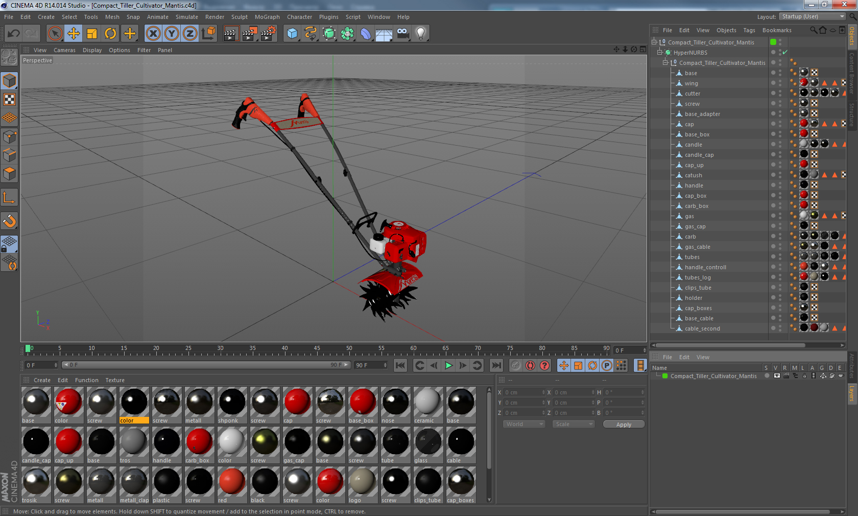 Compact Tiller Cultivator Mantis 3D
