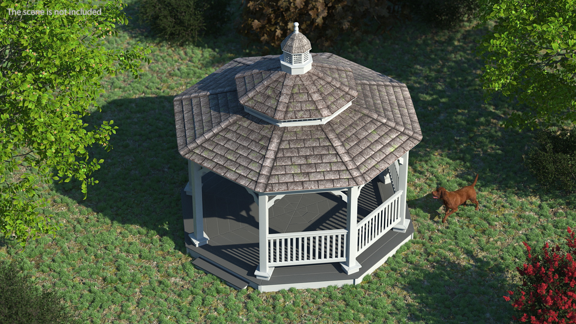 3D Vintage Garden Wooden Gazebo model