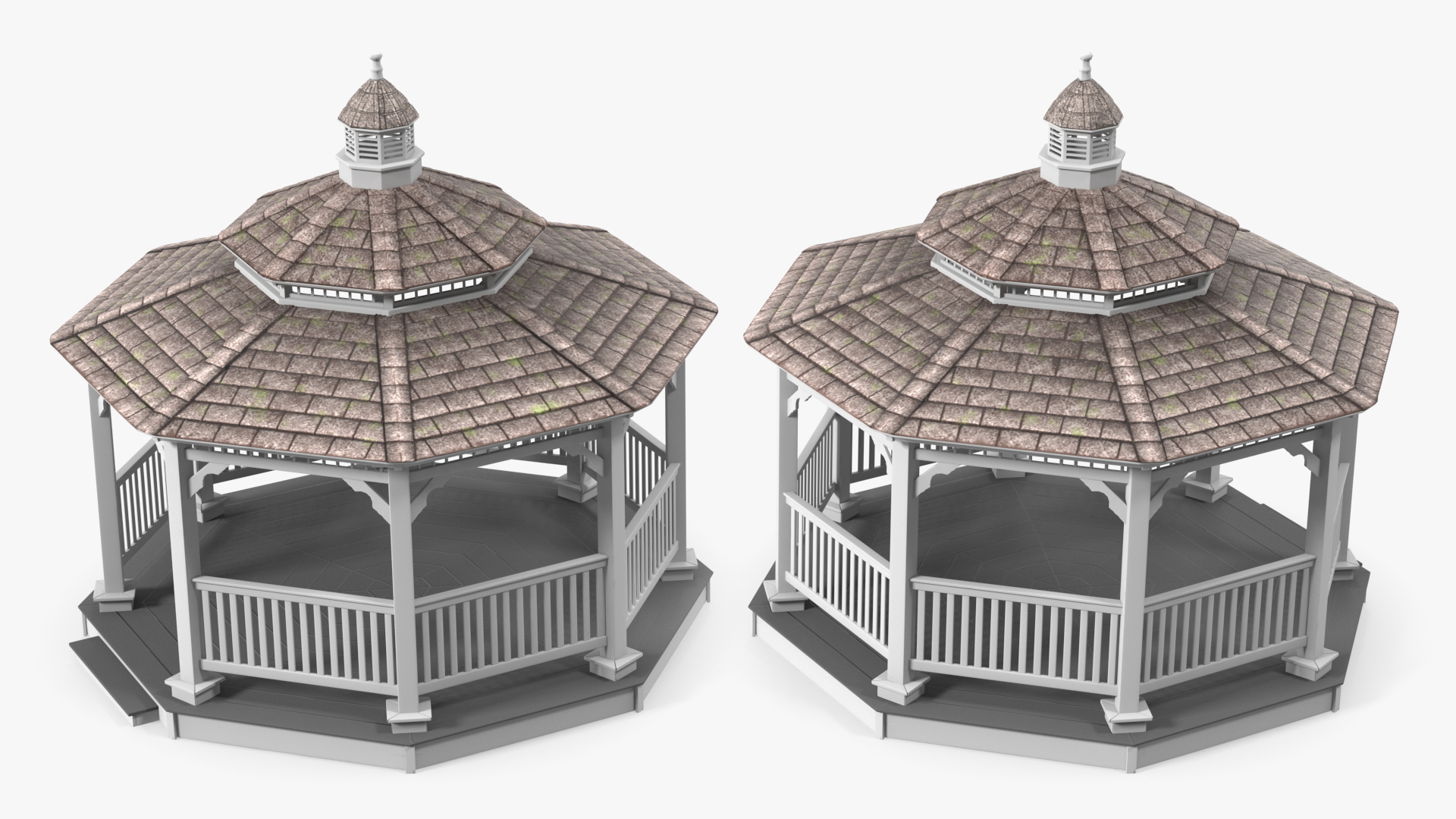3D Vintage Garden Wooden Gazebo model