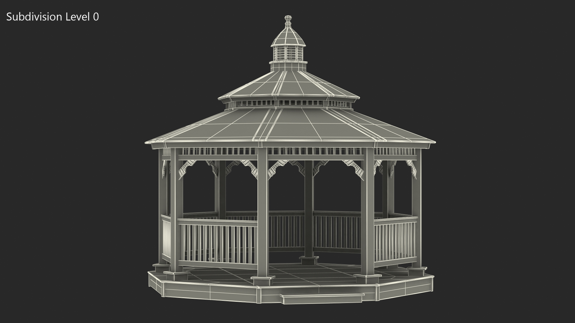 3D Vintage Garden Wooden Gazebo model