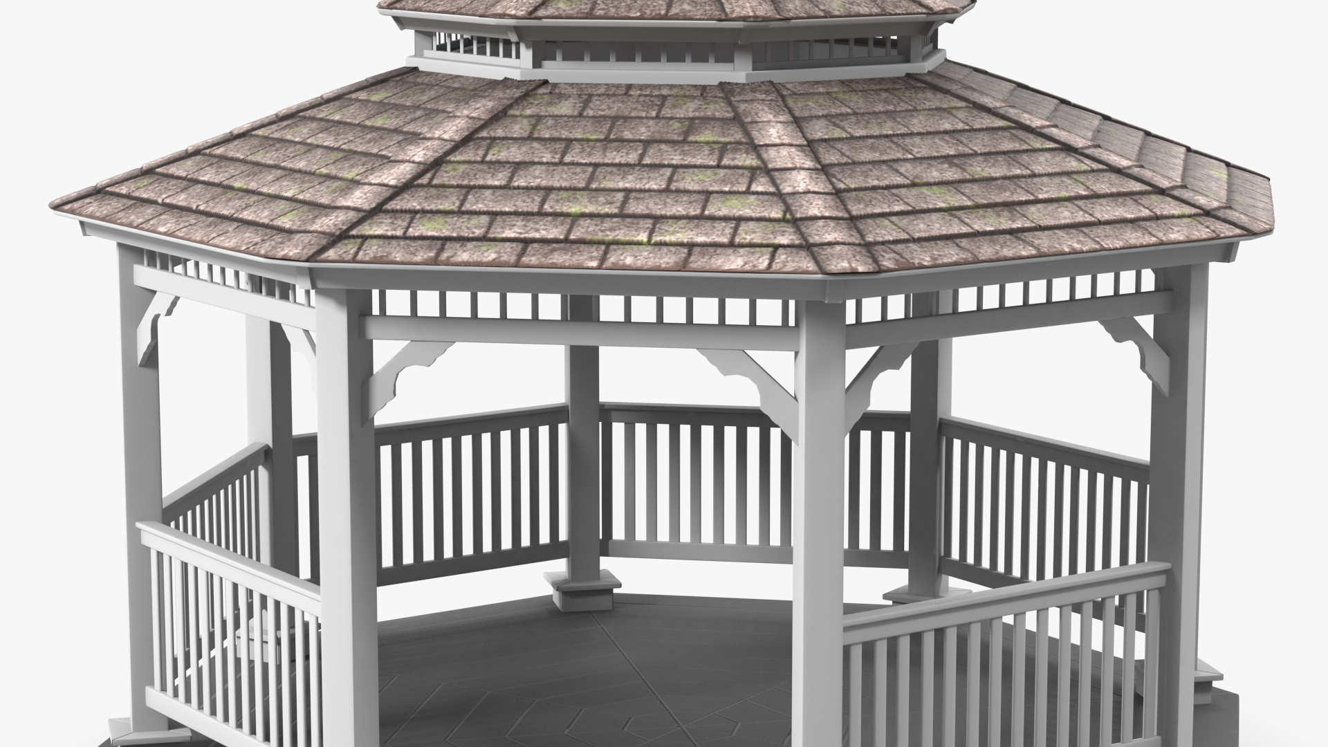 3D Vintage Garden Wooden Gazebo model