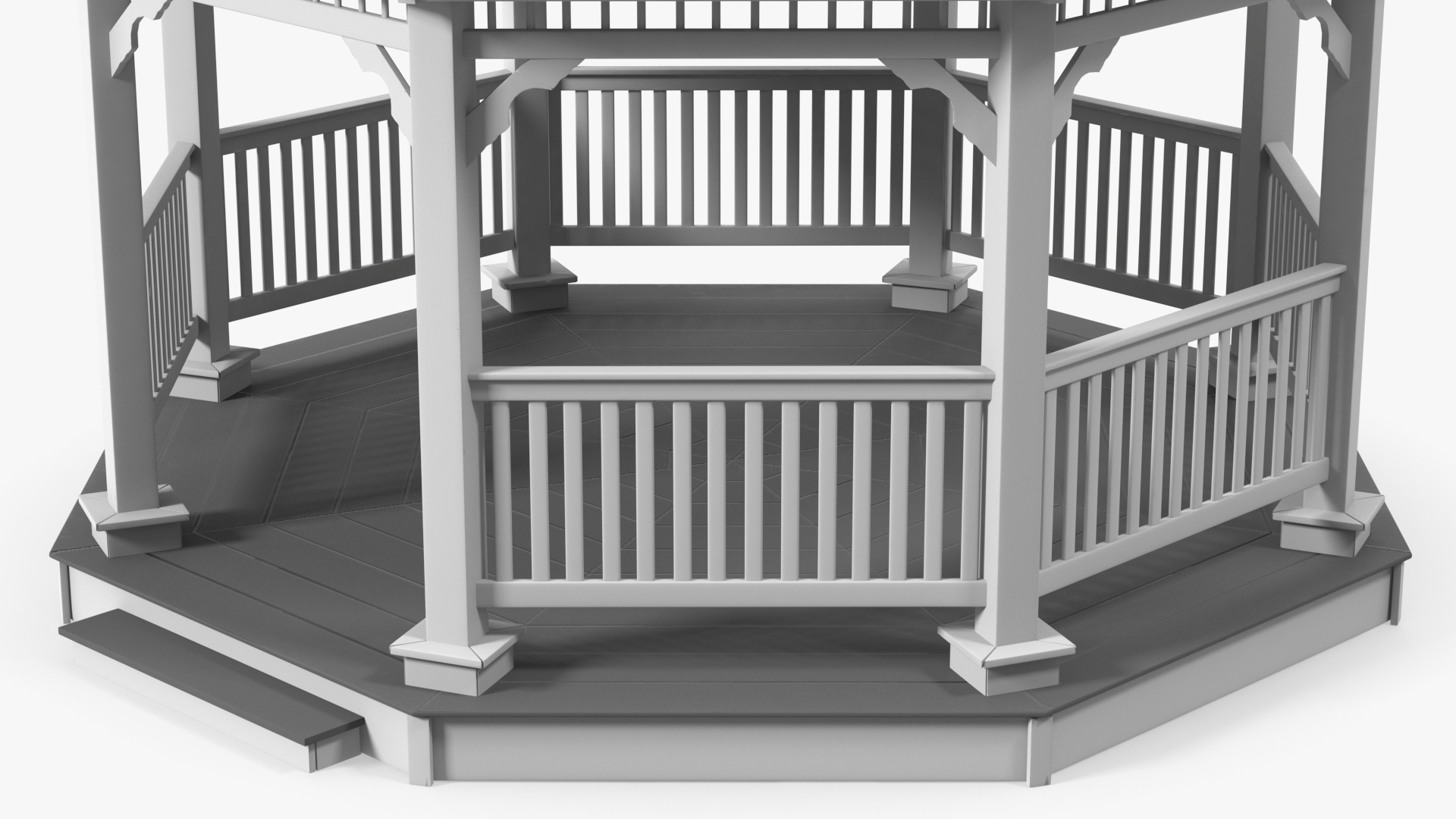 3D Vintage Garden Wooden Gazebo model