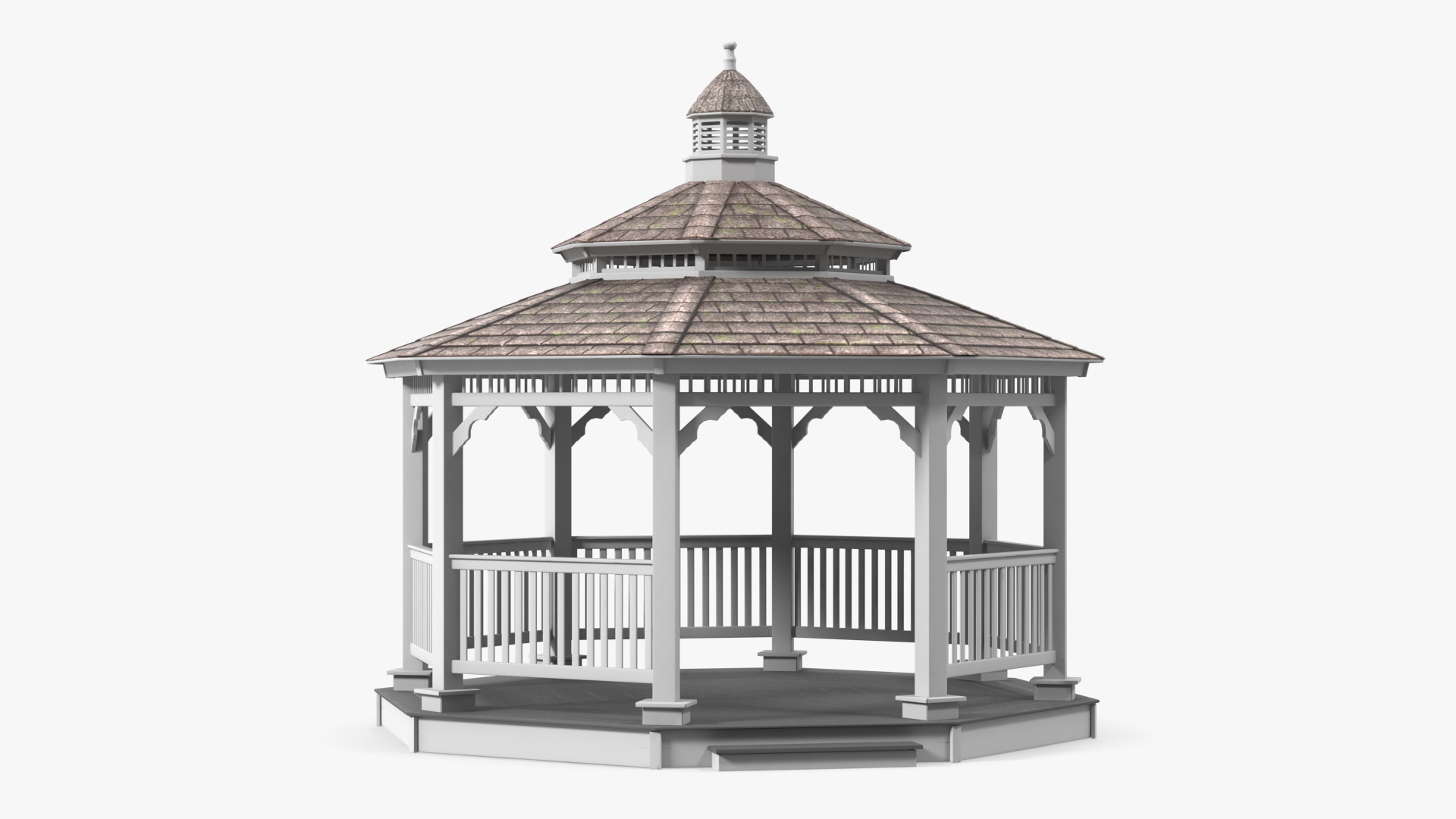 3D Vintage Garden Wooden Gazebo model