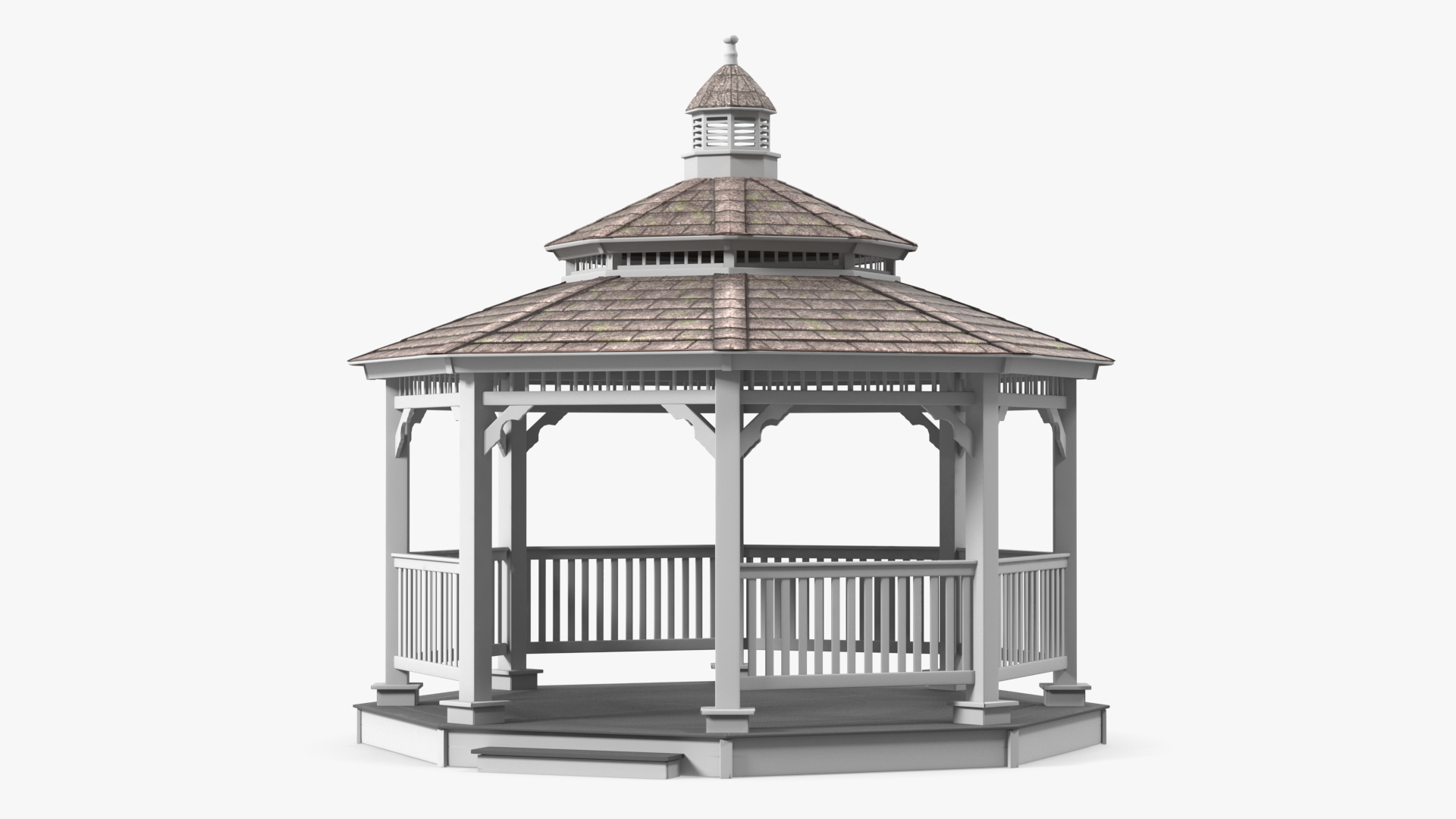 3D Vintage Garden Wooden Gazebo model