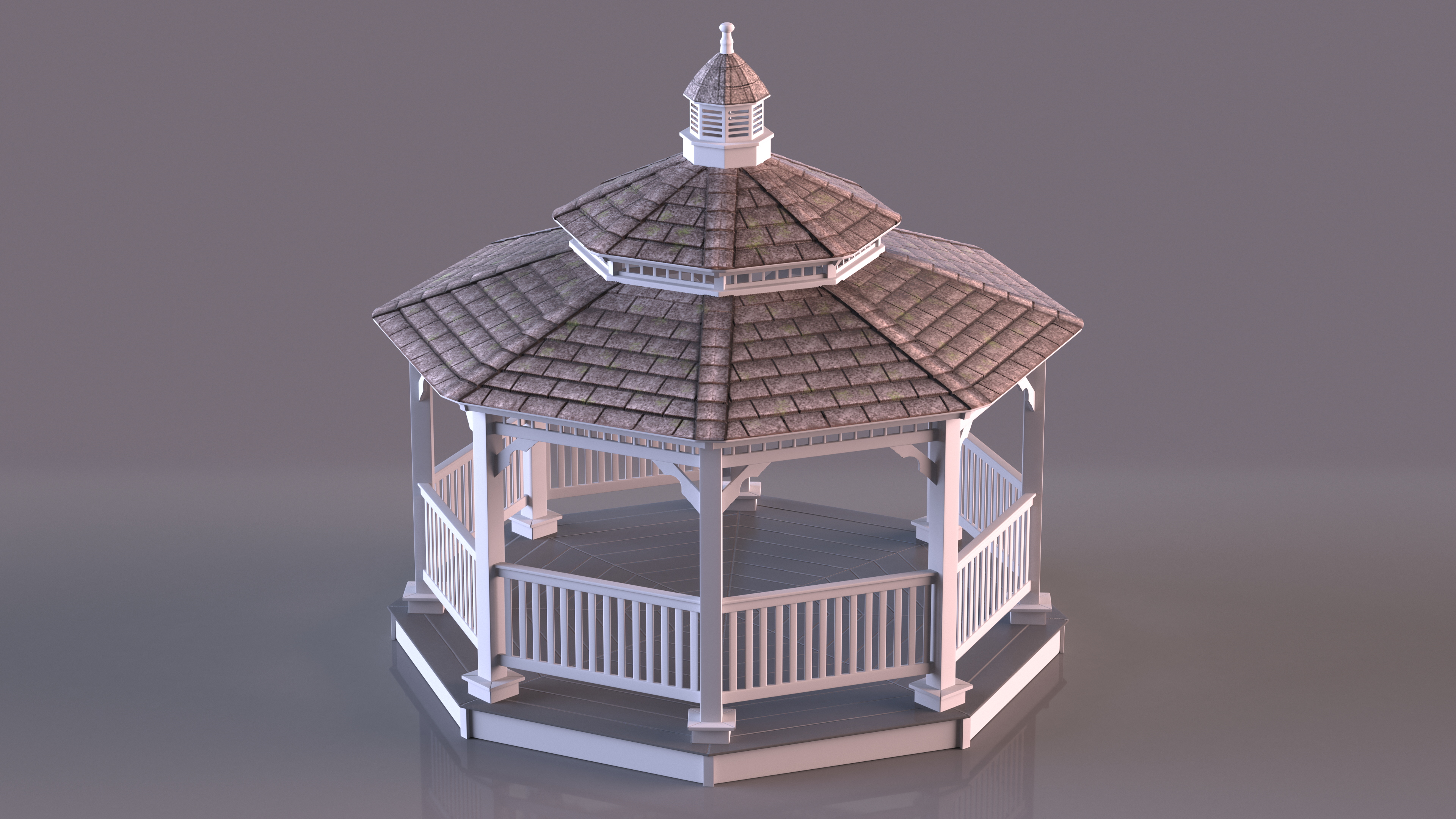 3D Vintage Garden Wooden Gazebo model