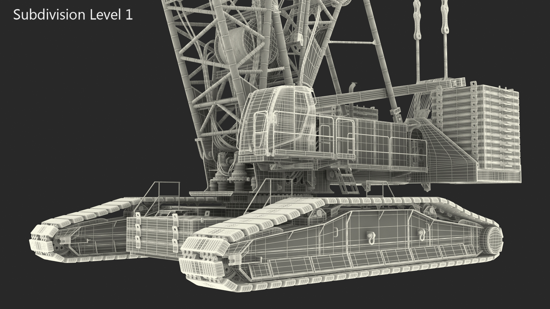 3D model Manitowoc 18000 Crawler Crane Red Rigged