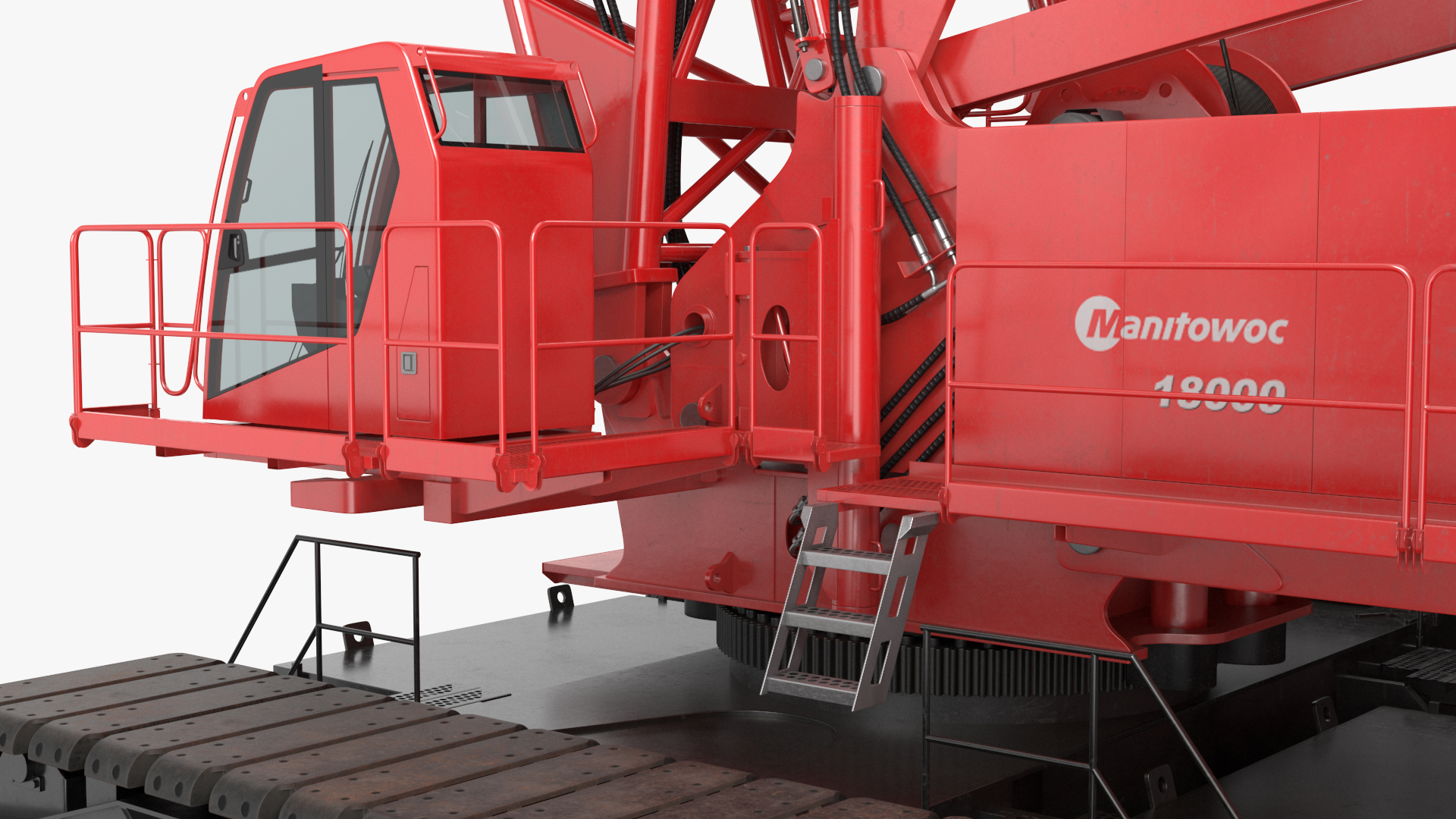 3D model Manitowoc 18000 Crawler Crane Red Rigged