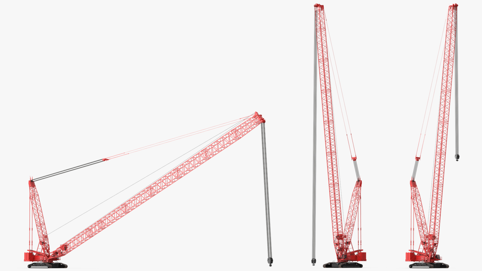 3D model Manitowoc 18000 Crawler Crane Red Rigged