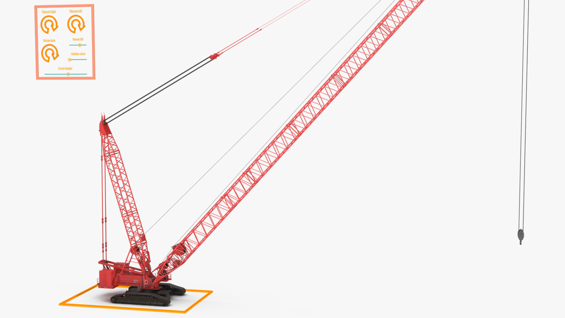 3D model Manitowoc 18000 Crawler Crane Red Rigged