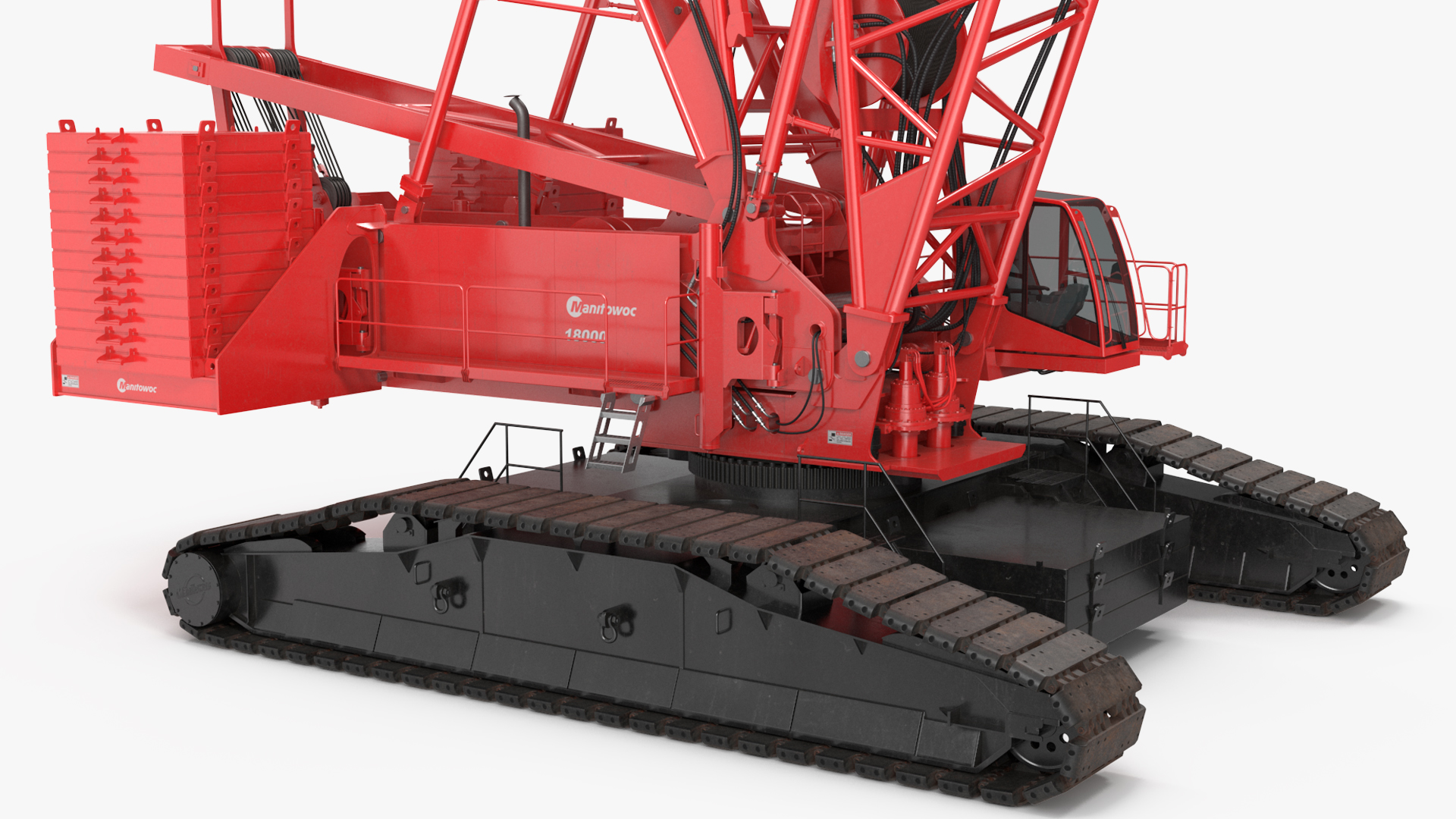 3D model Manitowoc 18000 Crawler Crane Red Rigged