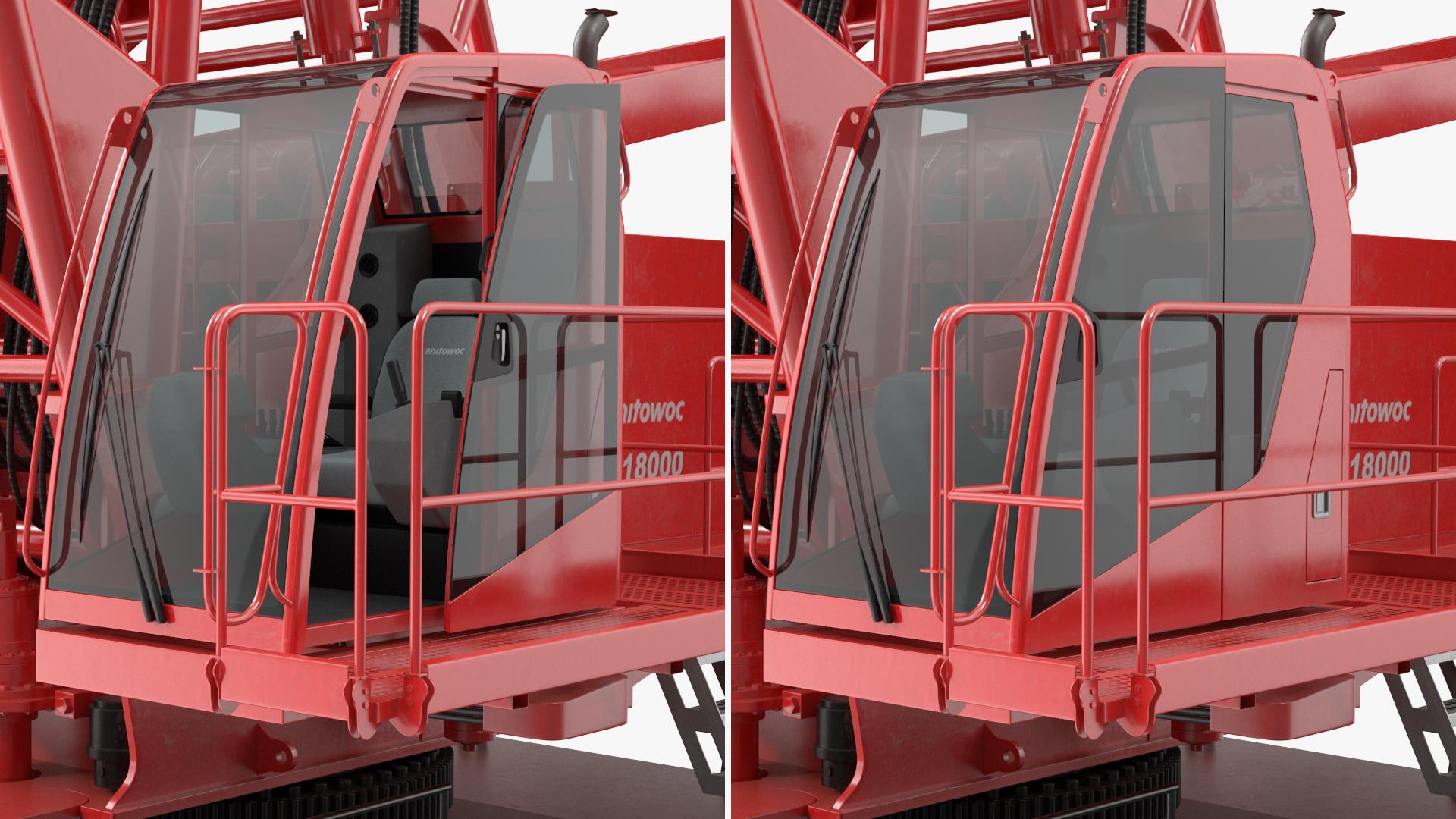 3D model Manitowoc 18000 Crawler Crane Red Rigged