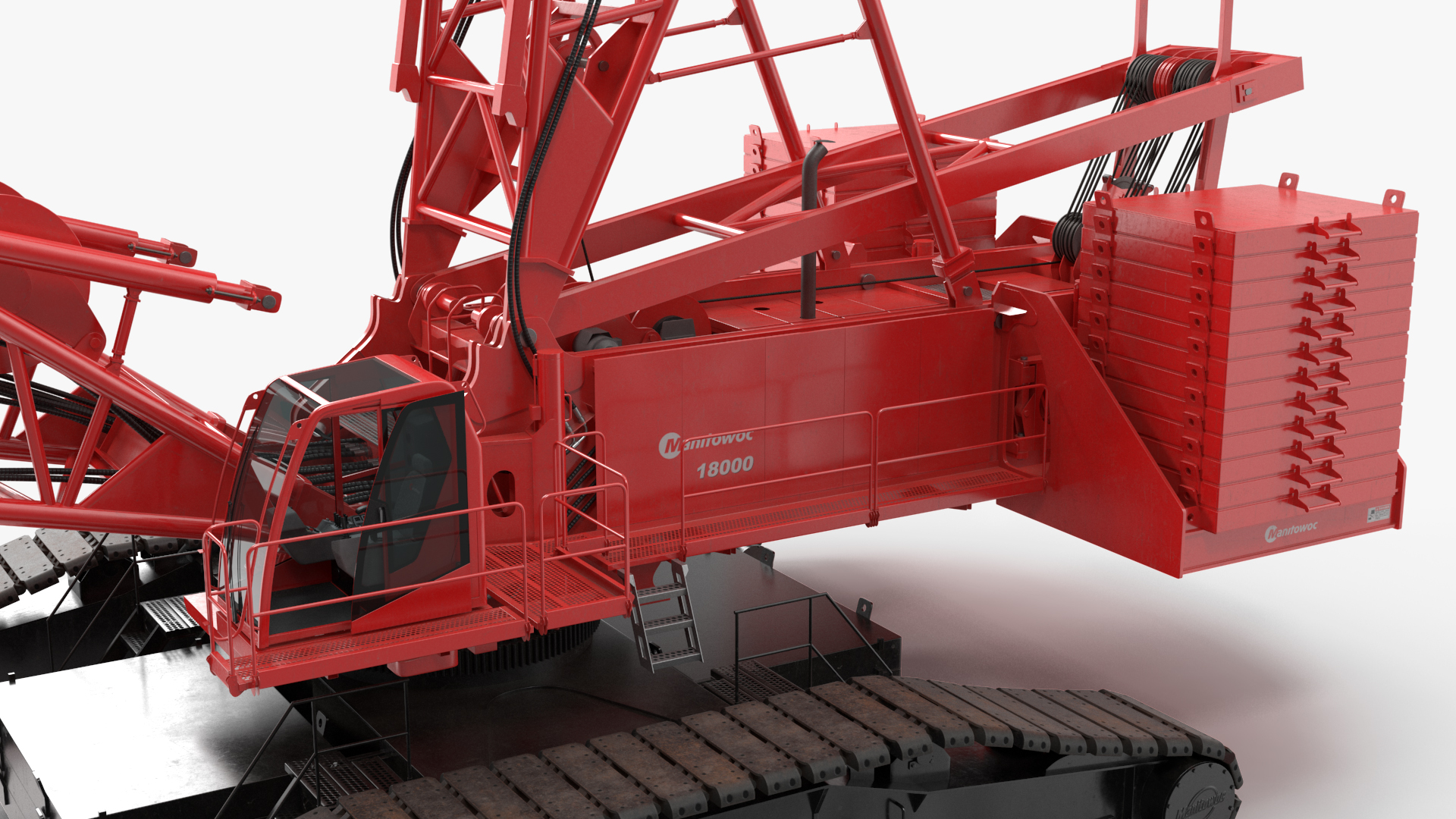3D model Manitowoc 18000 Crawler Crane Red Rigged
