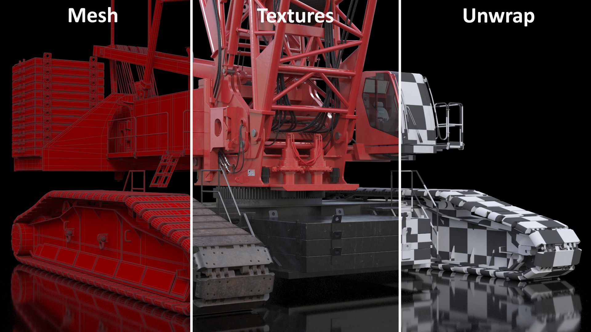 3D model Manitowoc 18000 Crawler Crane Red Rigged