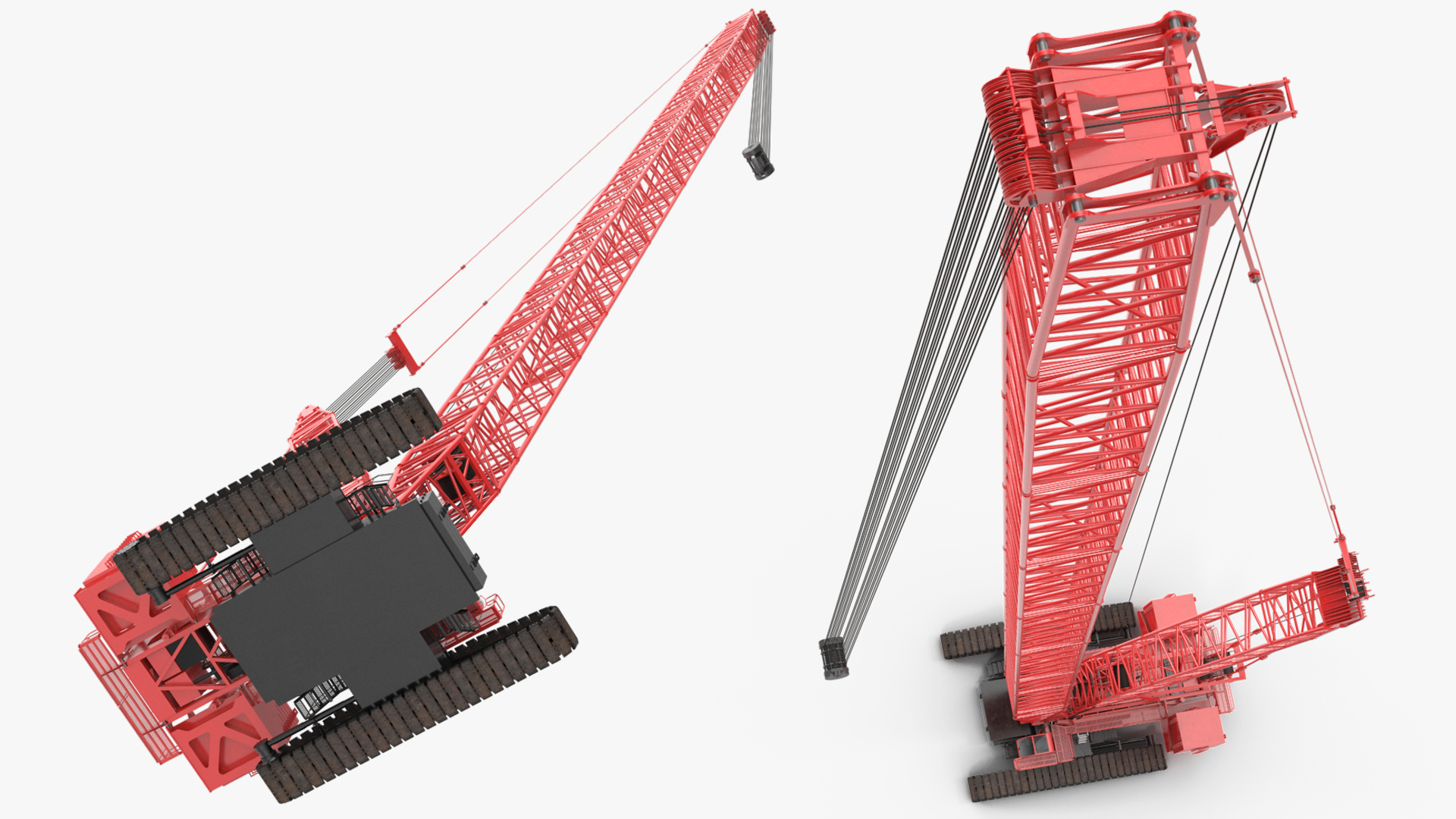 3D model Manitowoc 18000 Crawler Crane Red Rigged