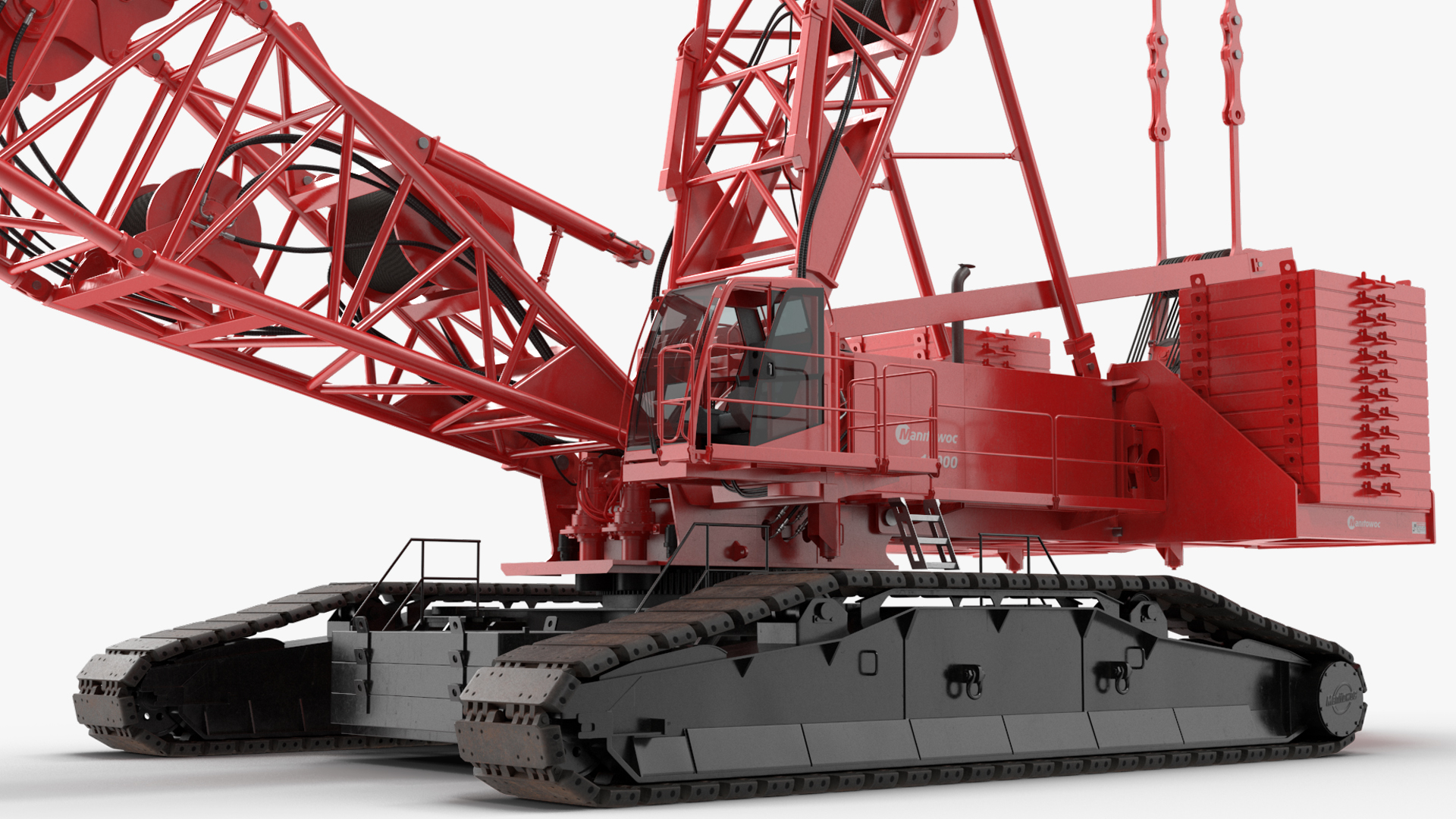 3D model Manitowoc 18000 Crawler Crane Red Rigged
