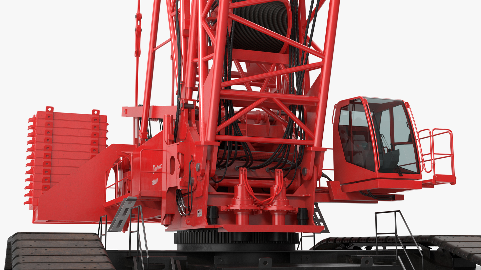 3D model Manitowoc 18000 Crawler Crane Red Rigged