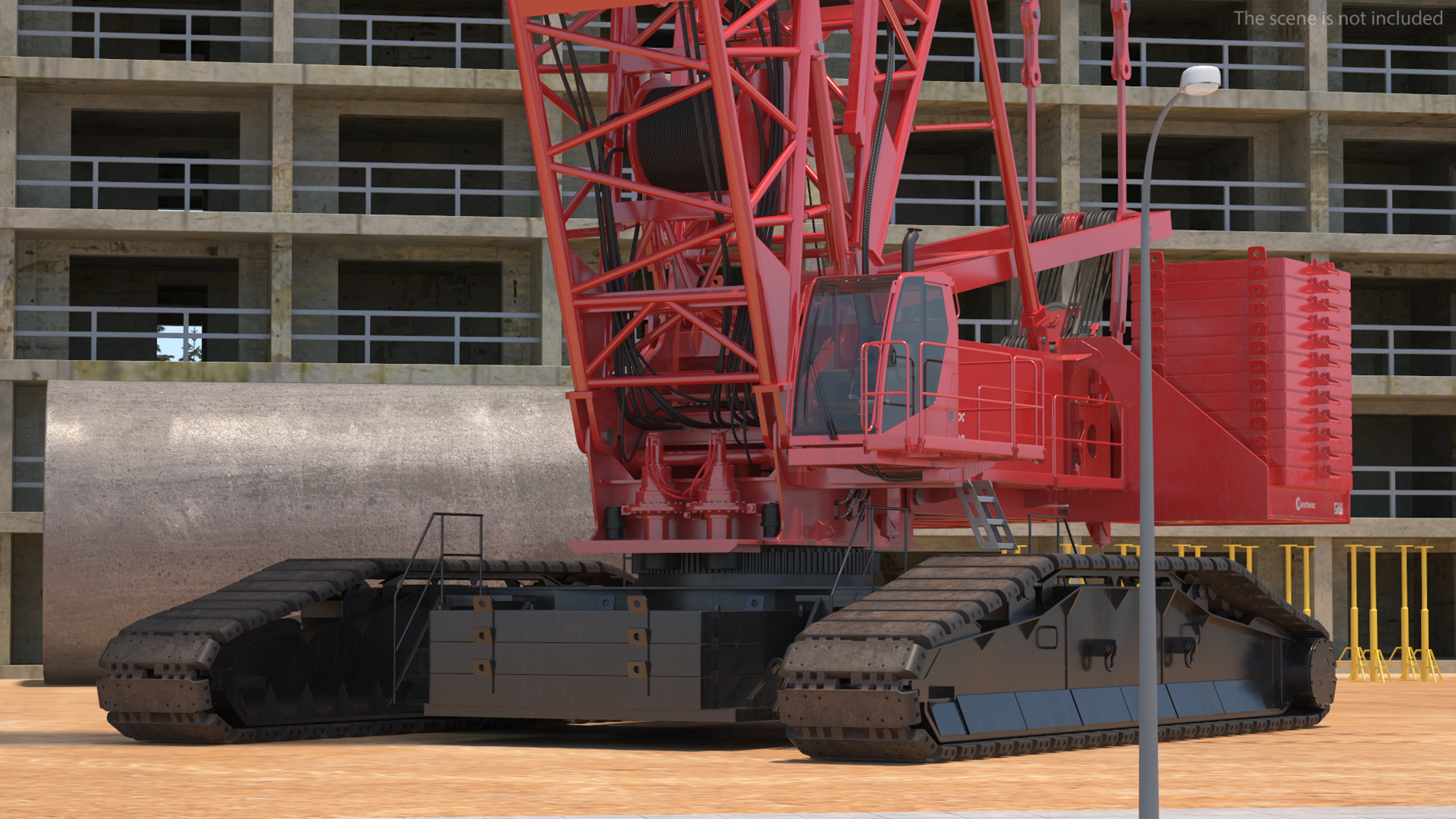 3D model Manitowoc 18000 Crawler Crane Red Rigged