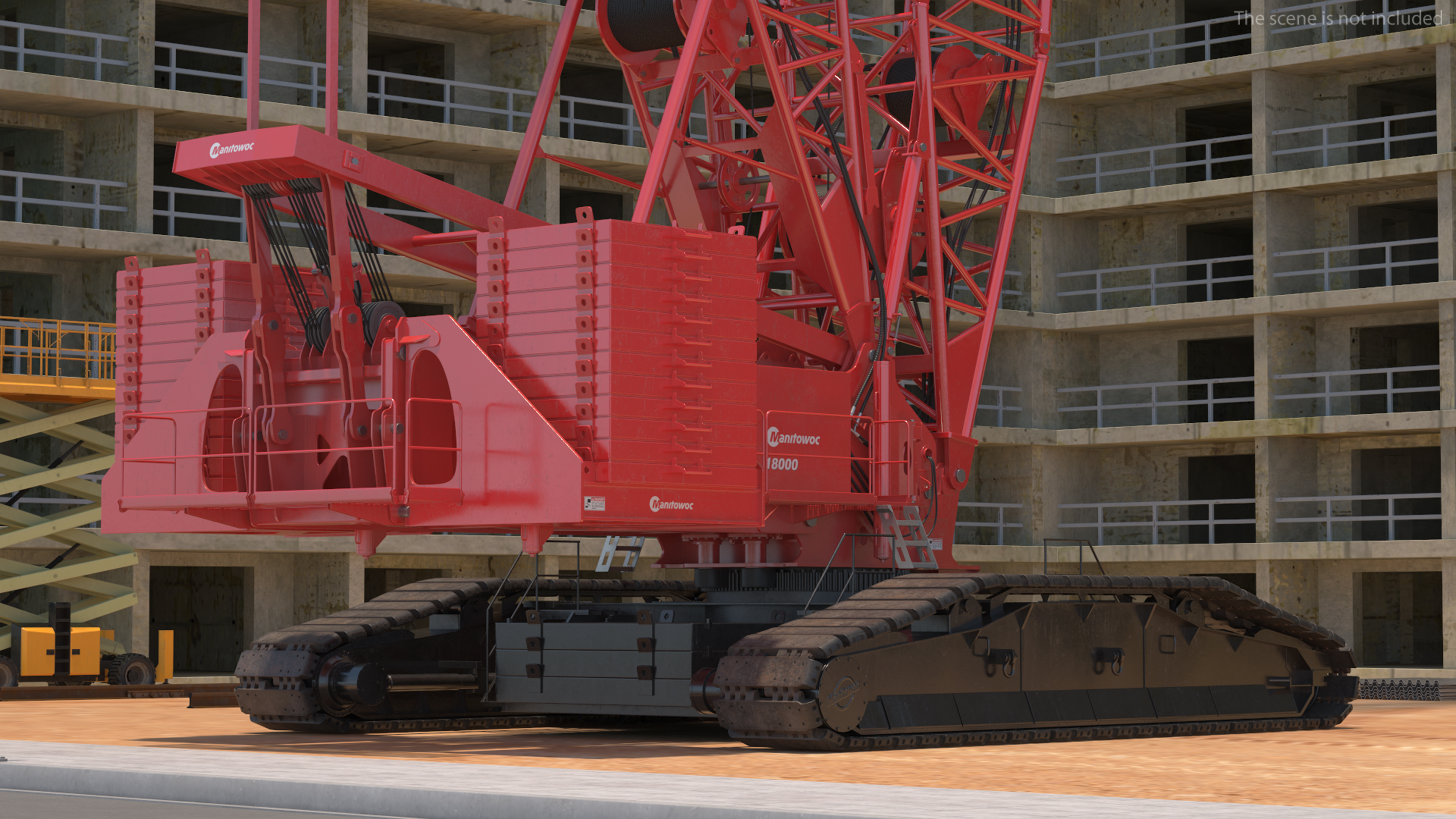 3D model Manitowoc 18000 Crawler Crane Red Rigged
