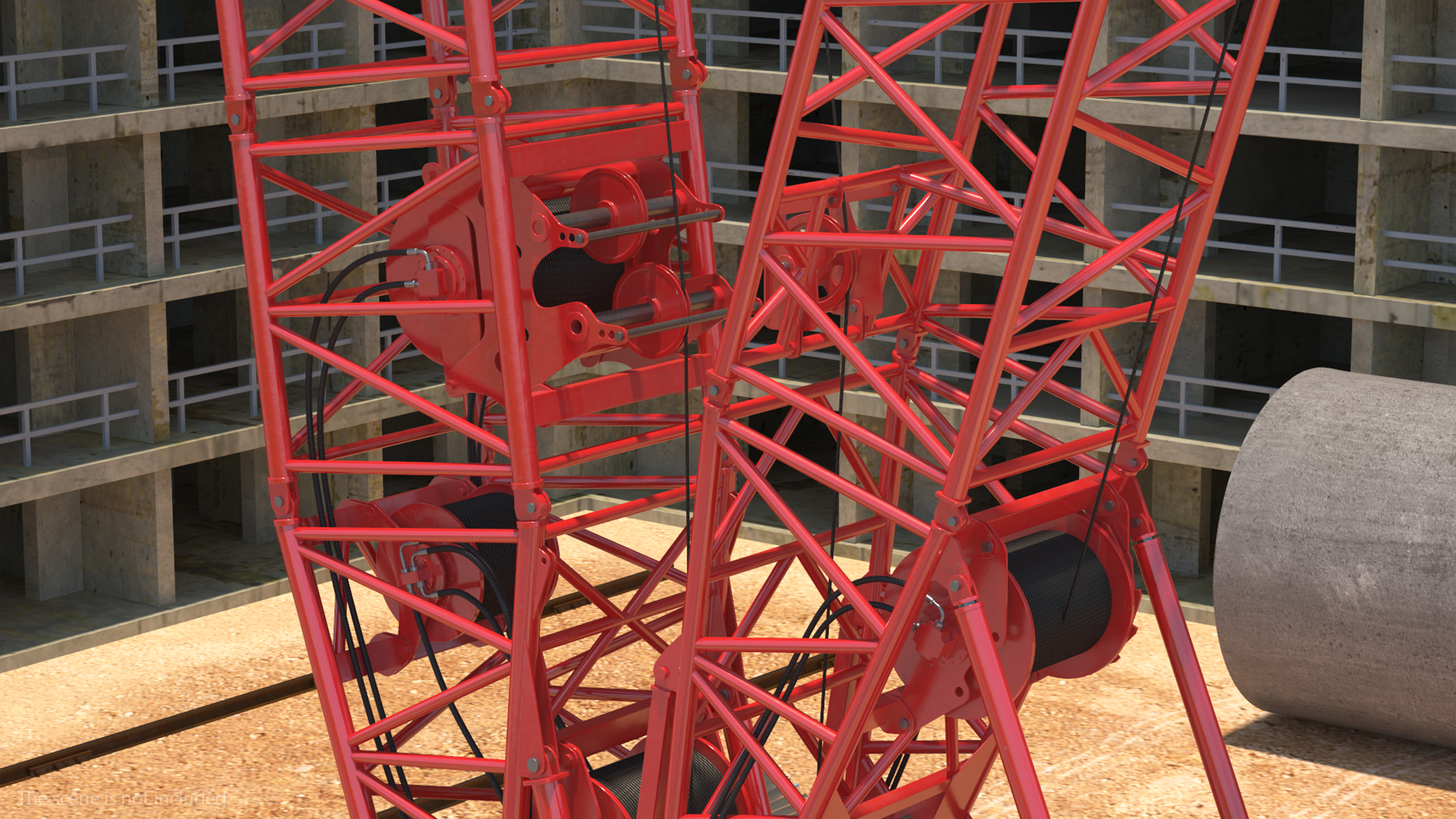 3D model Manitowoc 18000 Crawler Crane Red Rigged