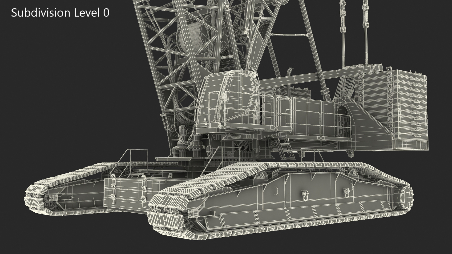 3D model Manitowoc 18000 Crawler Crane Red Rigged