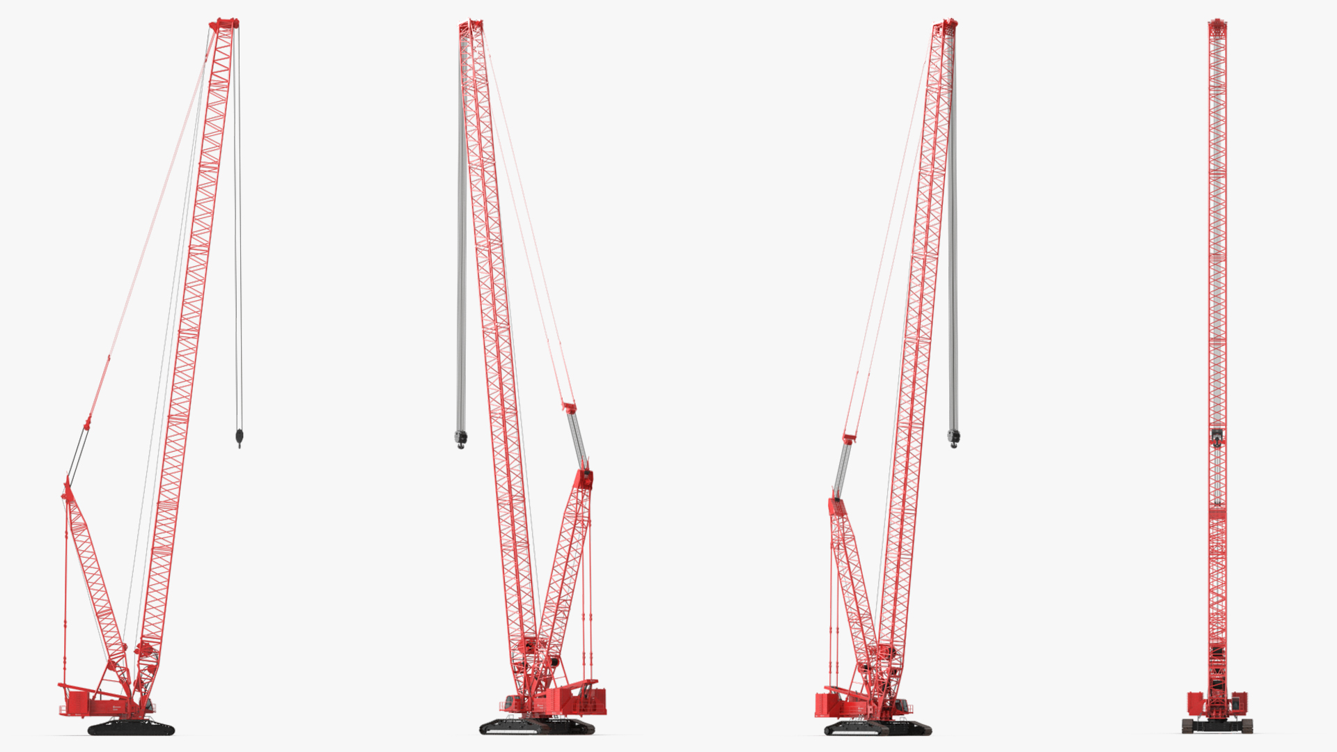3D model Manitowoc 18000 Crawler Crane Red Rigged
