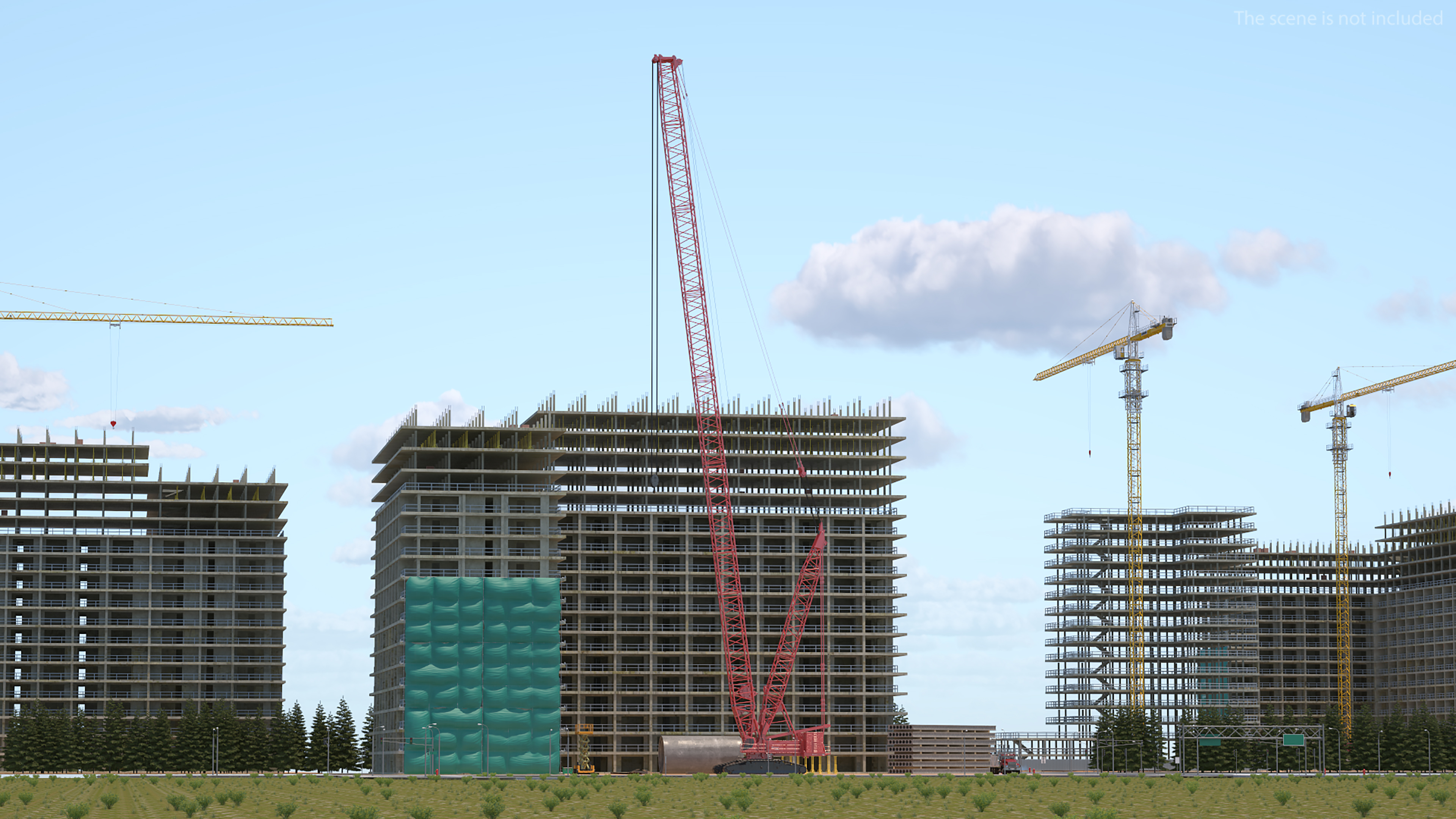3D model Manitowoc 18000 Crawler Crane Red Rigged