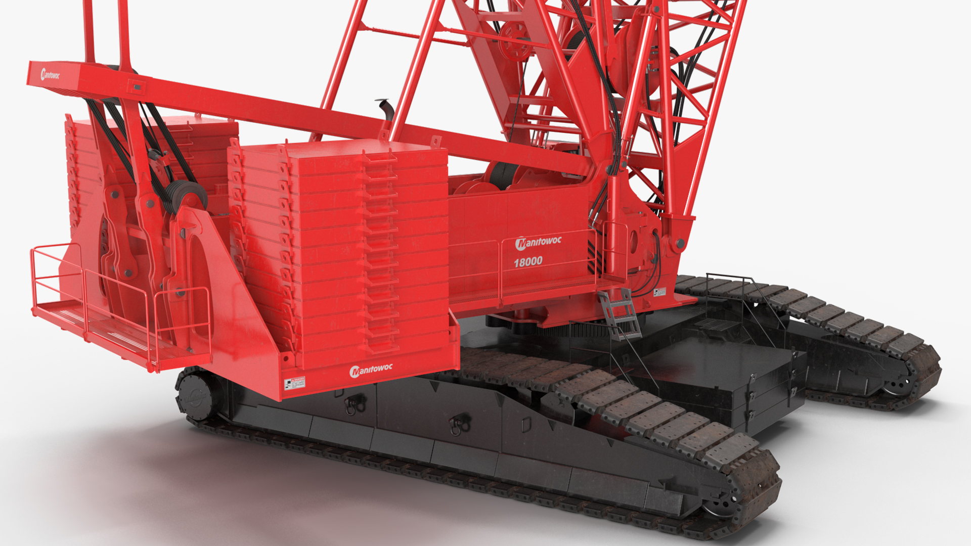 3D model Manitowoc 18000 Crawler Crane Red Rigged