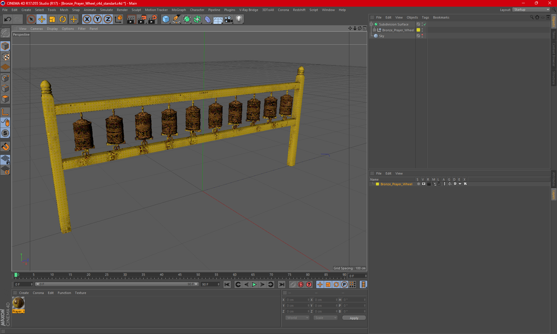 Bronze Prayer Wheel 3D model