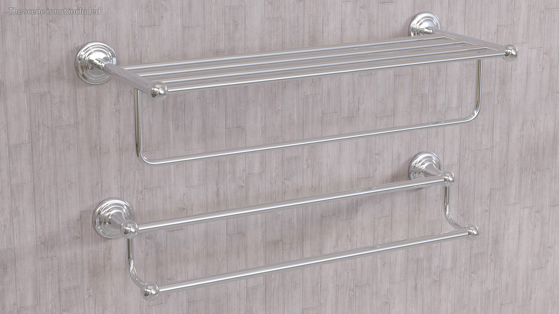 3D Bathroom Towel Shelves Set Chrome model
