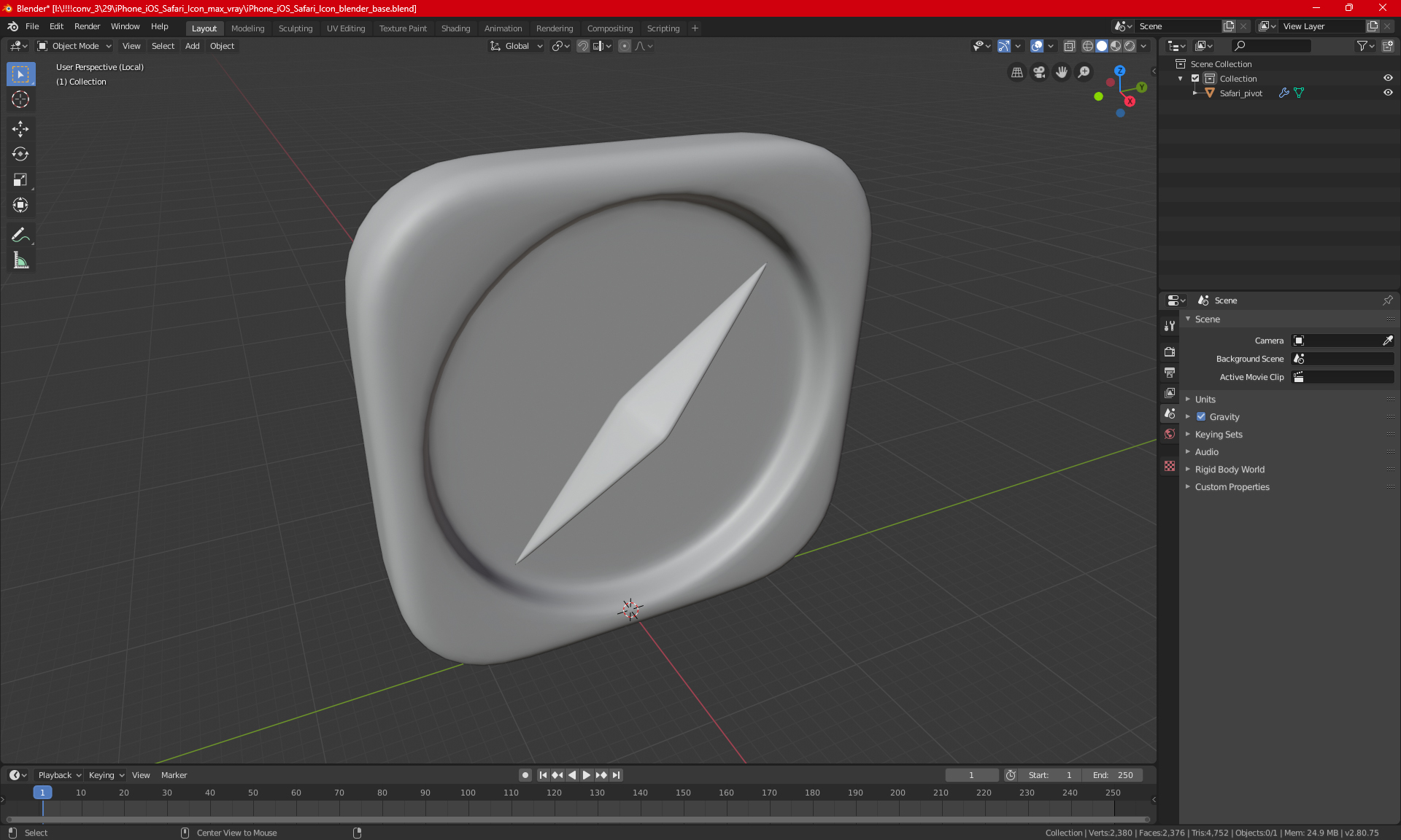 iPhone iOS Safari Icon 3D