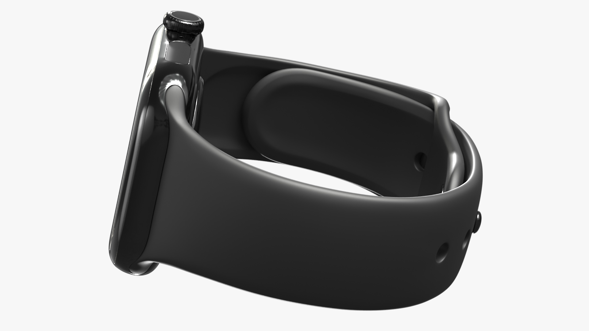 3D Apple Watch Series 10 Black with Rubber Strap and Display Off