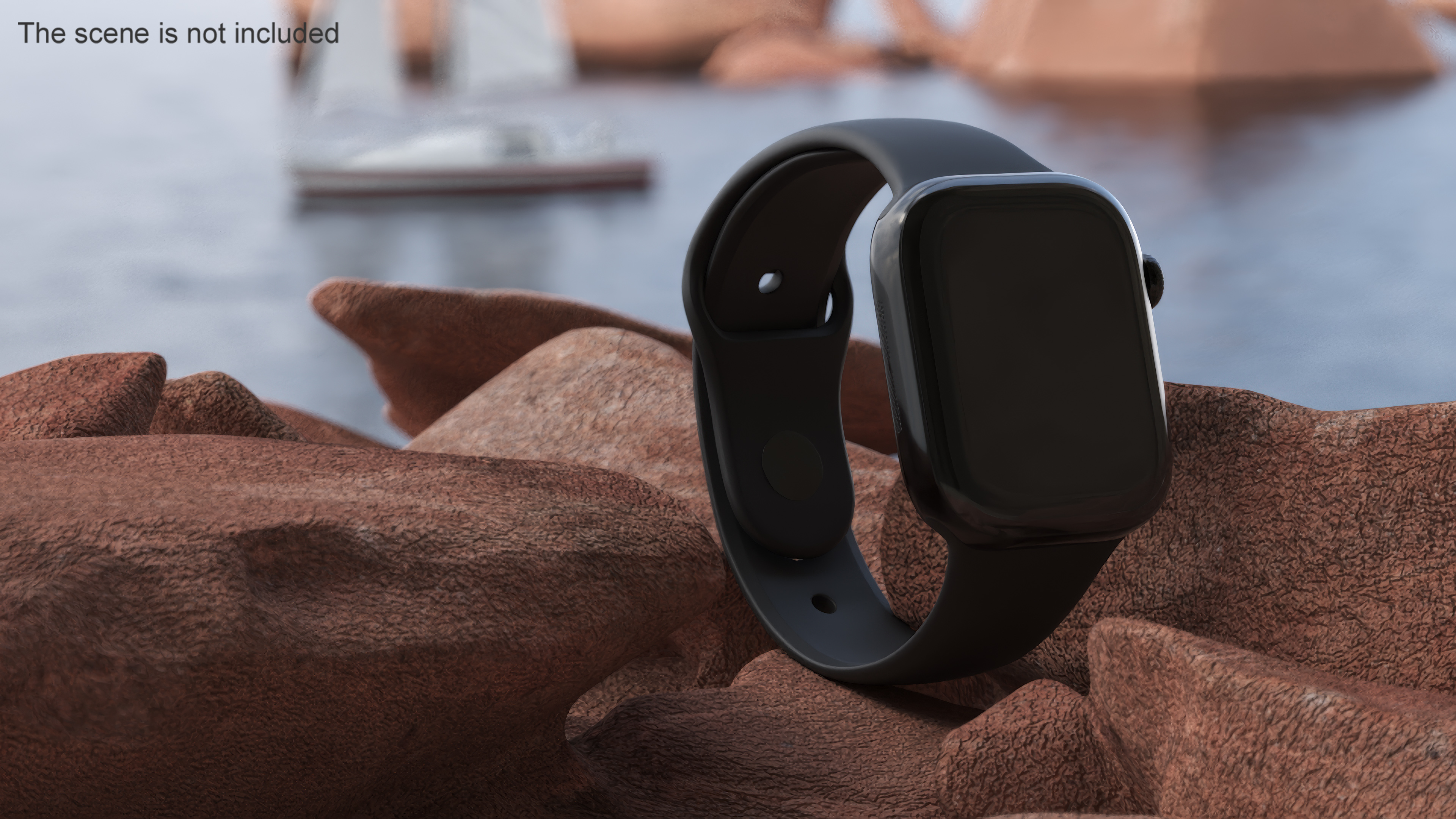 3D Apple Watch Series 10 Black with Rubber Strap and Display Off