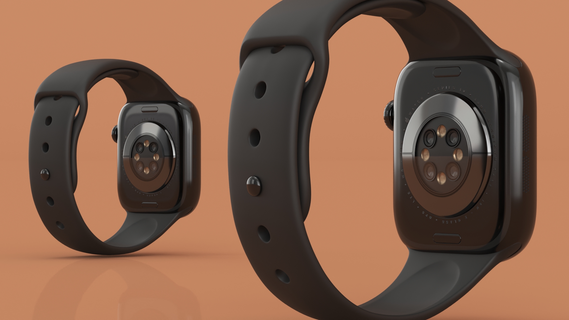 3D Apple Watch Series 10 Black with Rubber Strap and Display Off