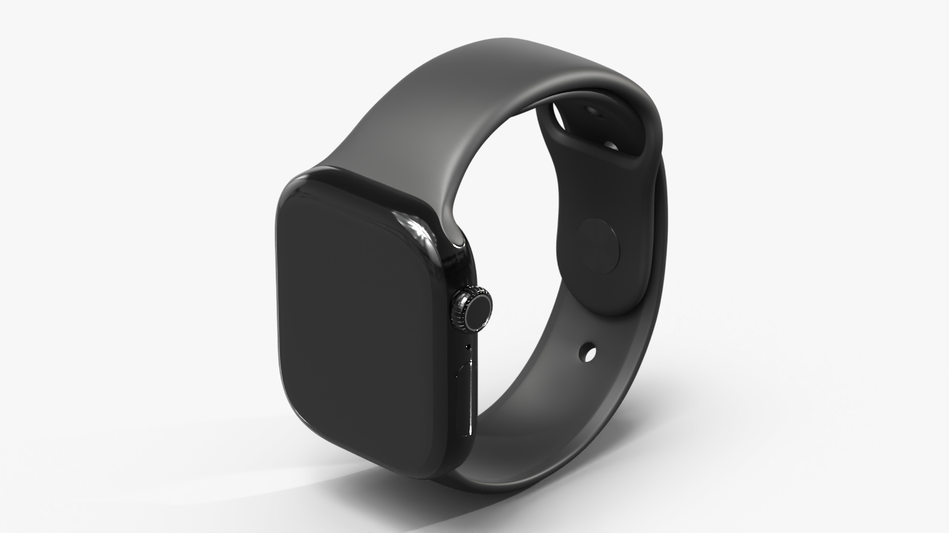 3D Apple Watch Series 10 Black with Rubber Strap and Display Off