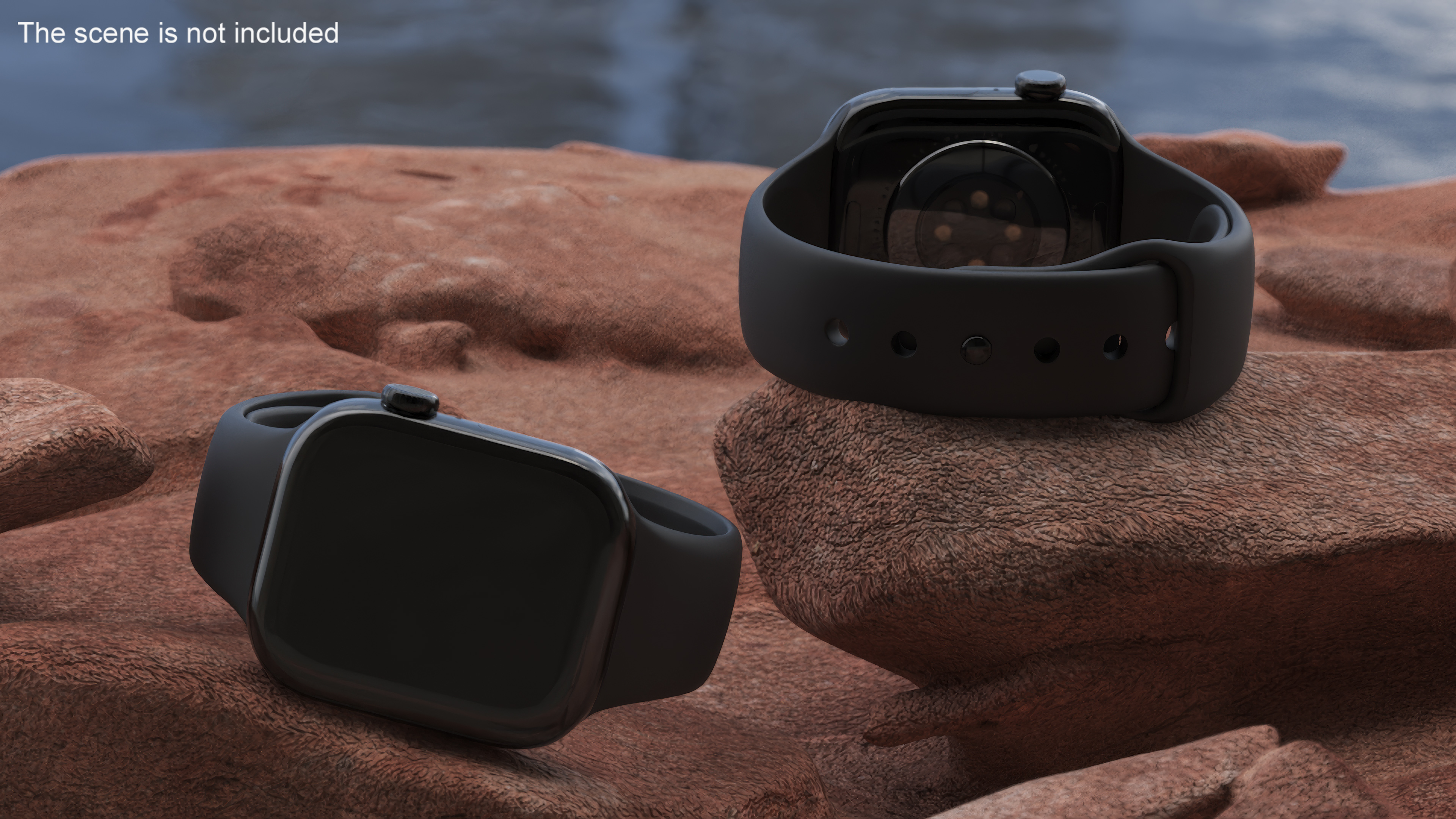 3D Apple Watch Series 10 Black with Rubber Strap and Display Off