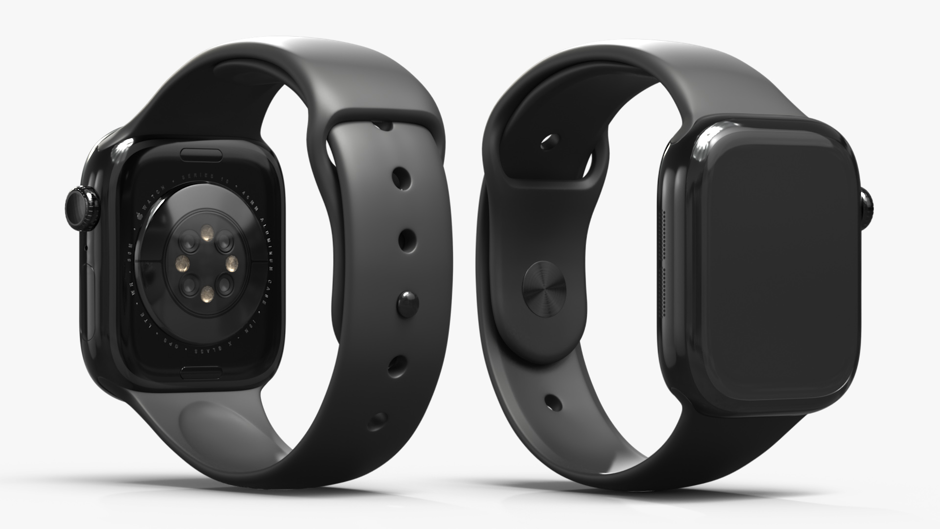 3D Apple Watch Series 10 Black with Rubber Strap and Display Off
