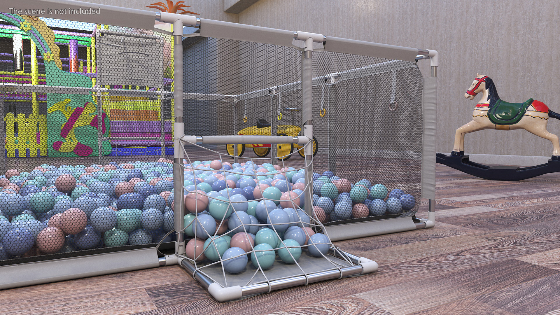 Grey Baby Playpen Full of Plastic Balls 3D model
