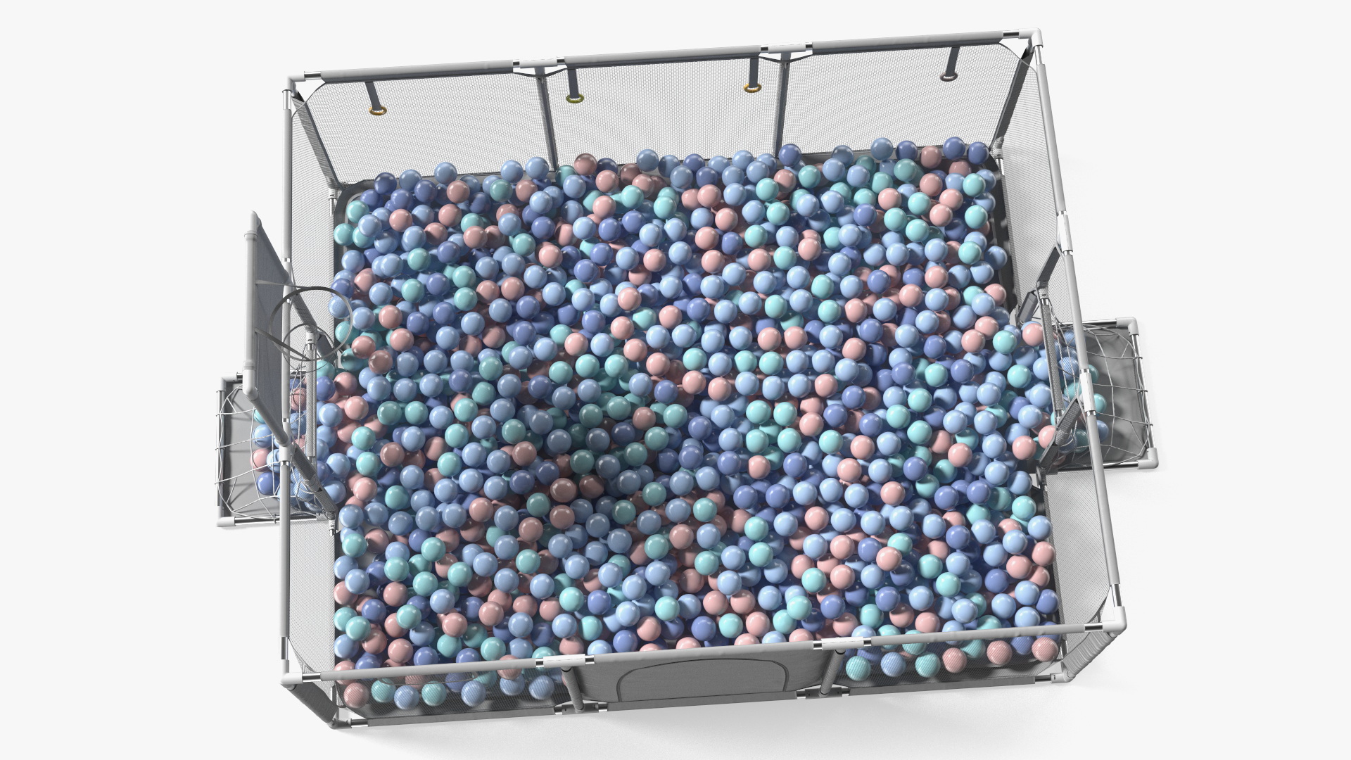 Grey Baby Playpen Full of Plastic Balls 3D model