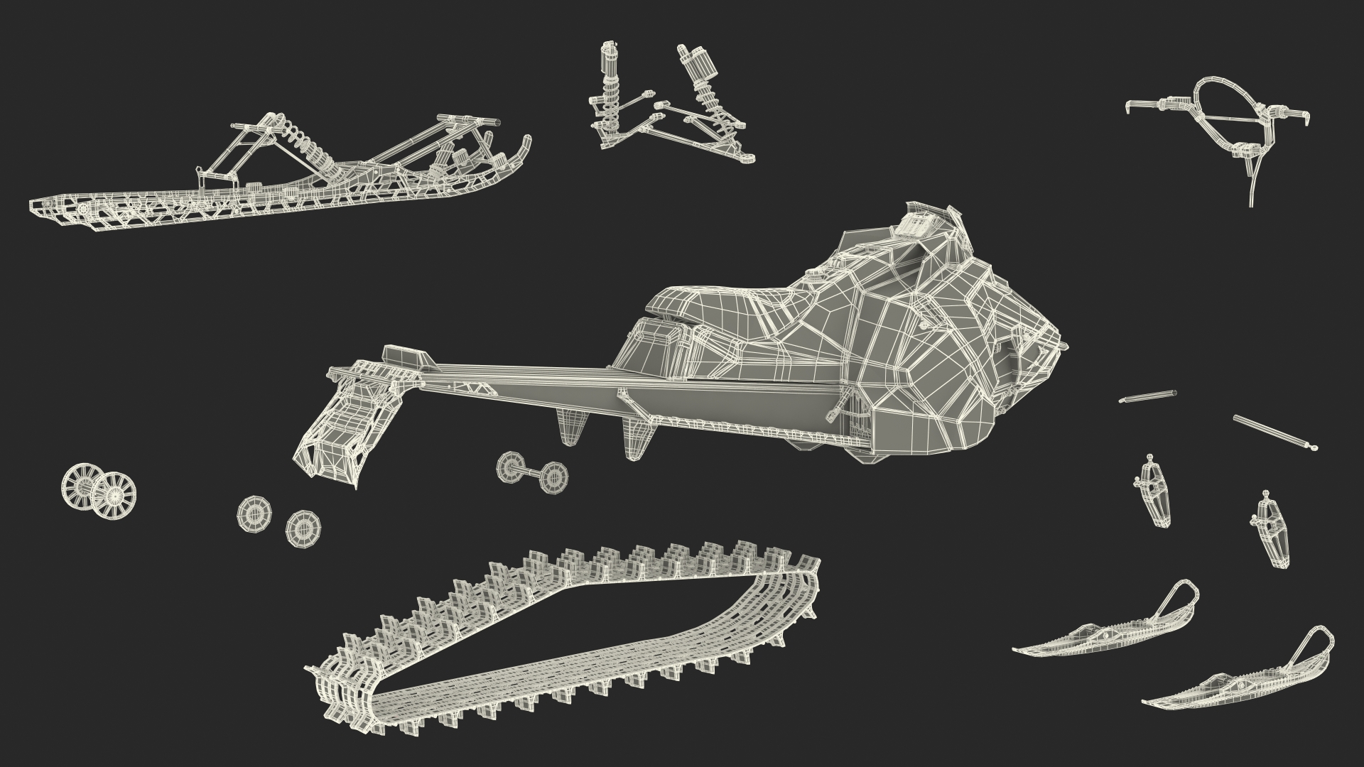 Polaris Snowmobile Black 3D model