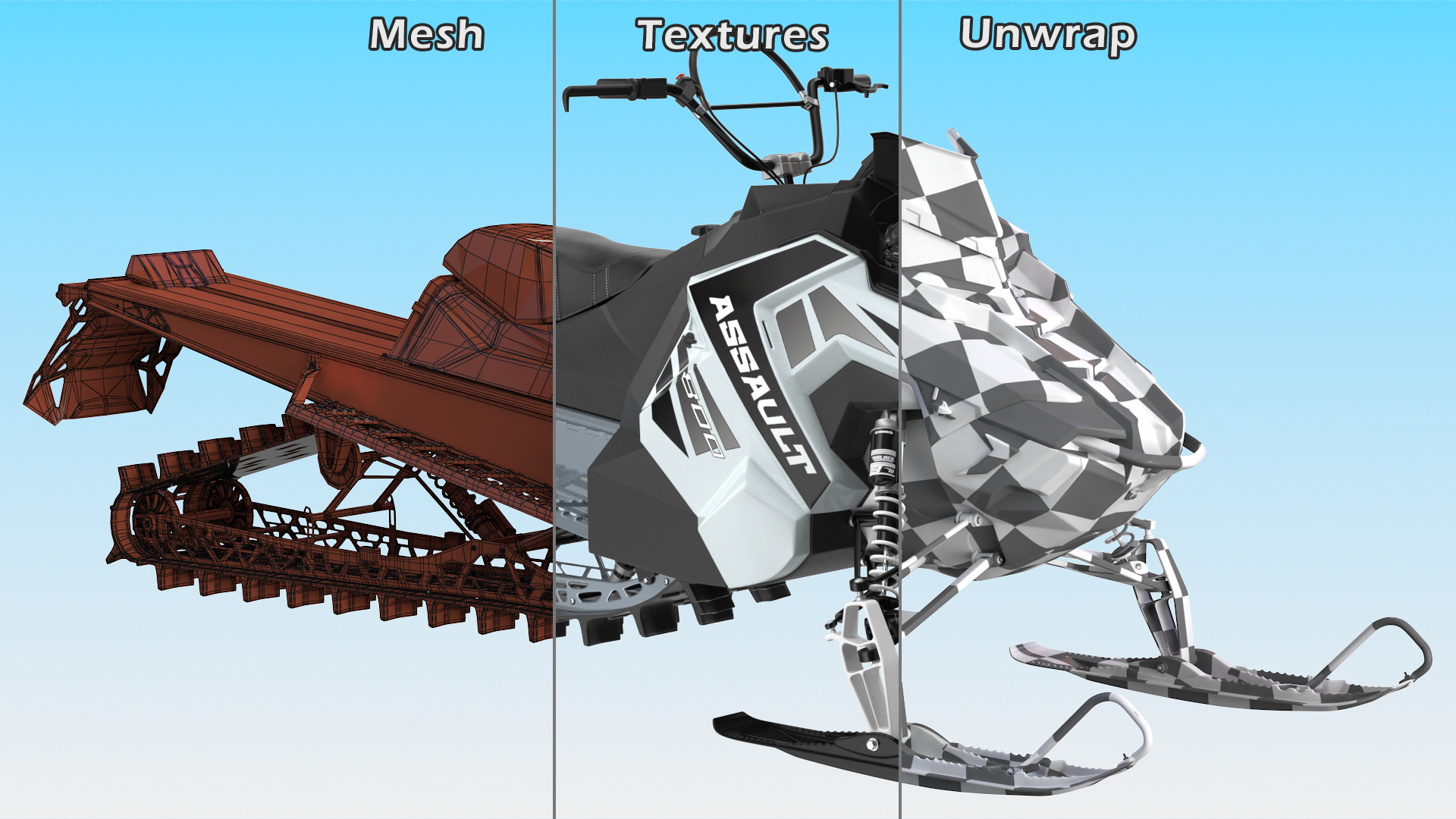 Polaris Snowmobile Black 3D model