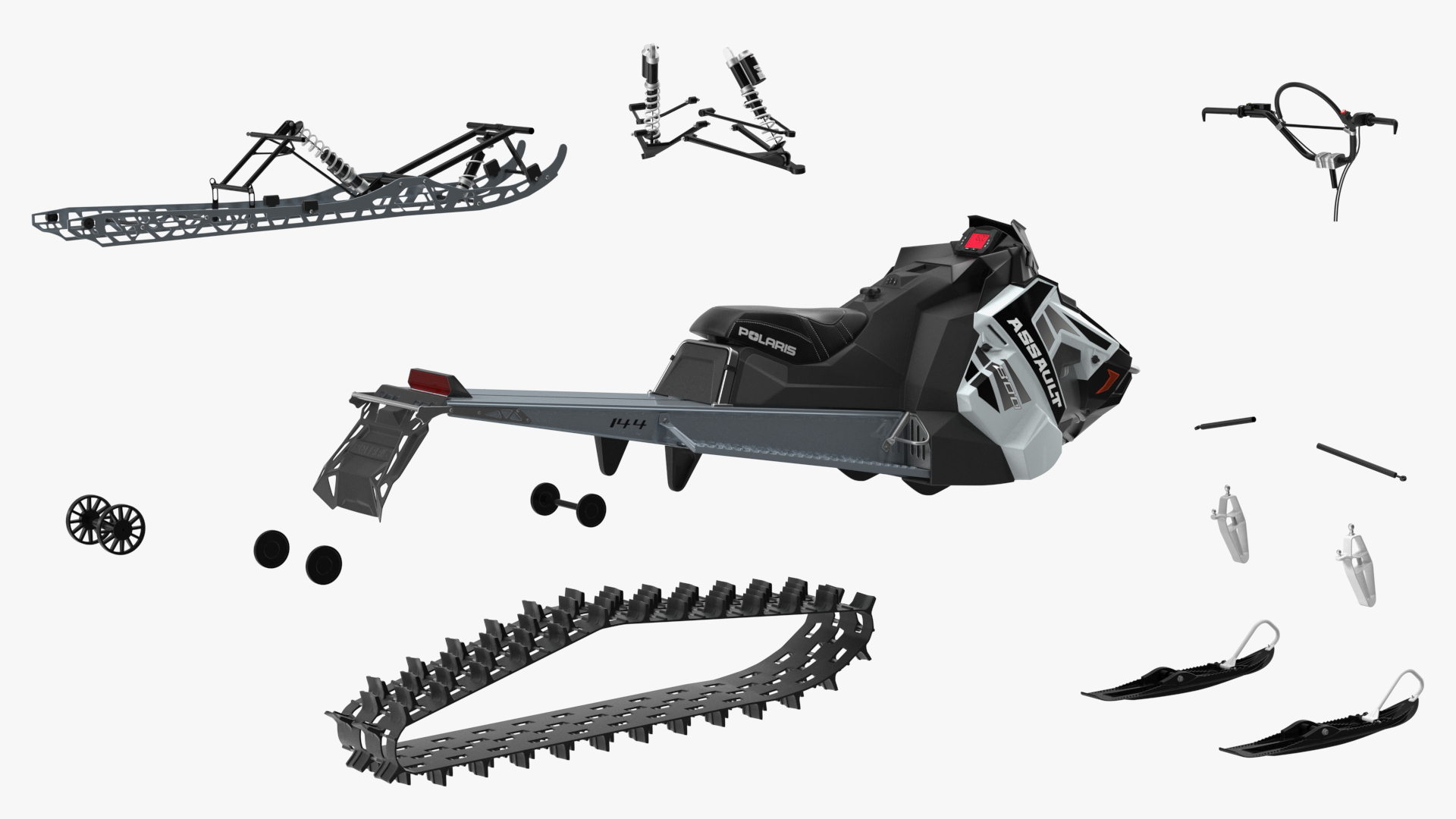 Polaris Snowmobile Black 3D model