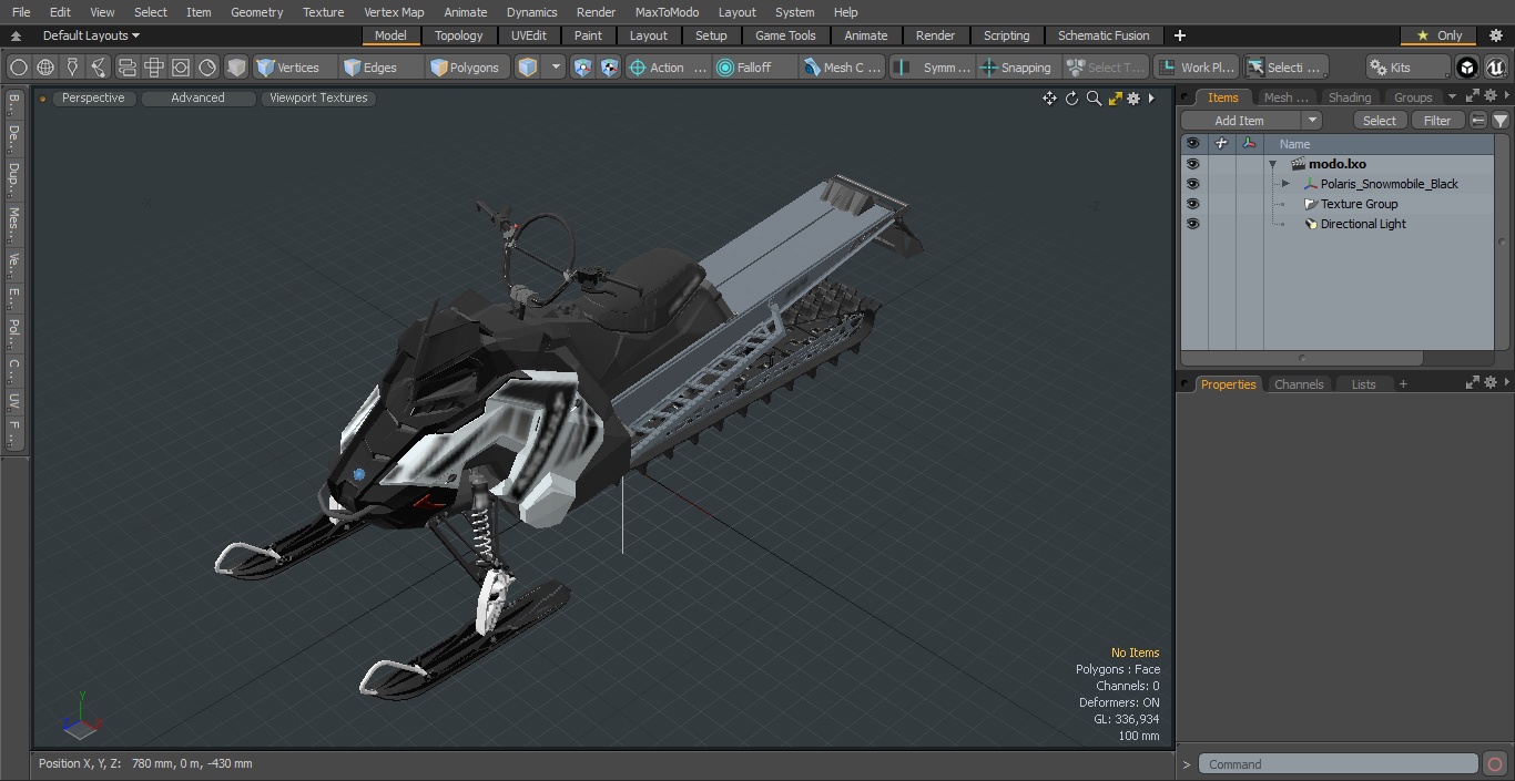 Polaris Snowmobile Black 3D model
