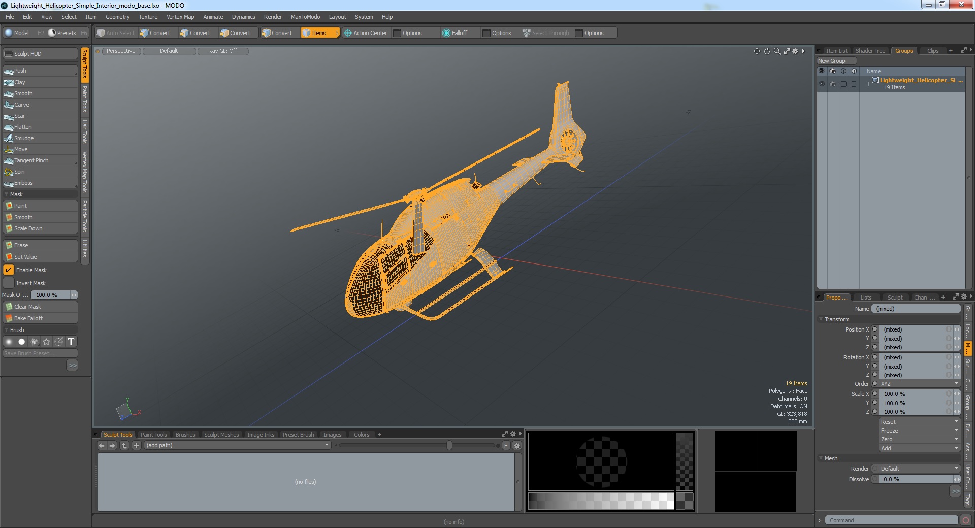 3D Lightweight Helicopter Simple Interior model