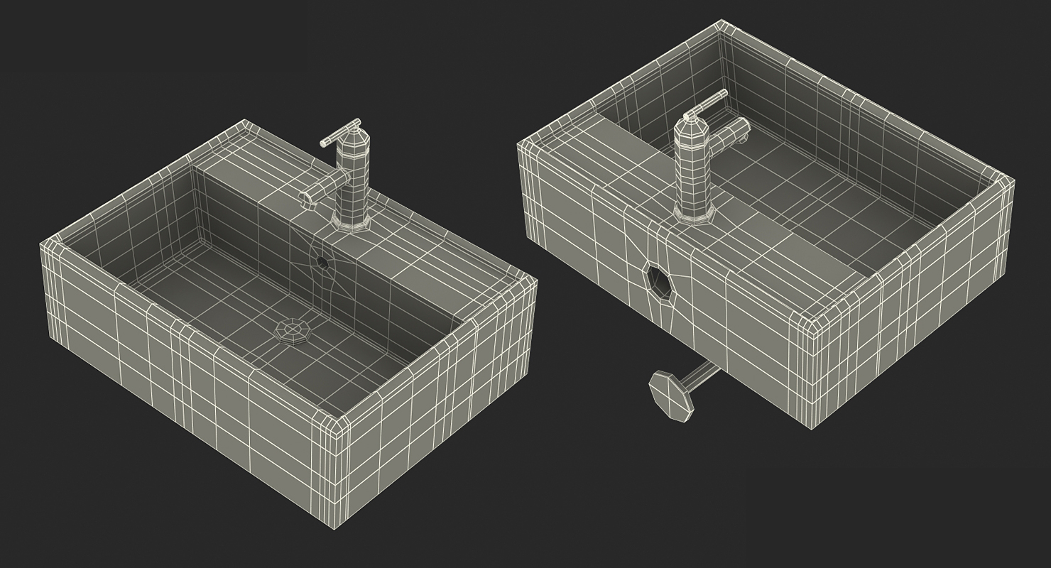 3D Bathroom Sink Modern Square Black model