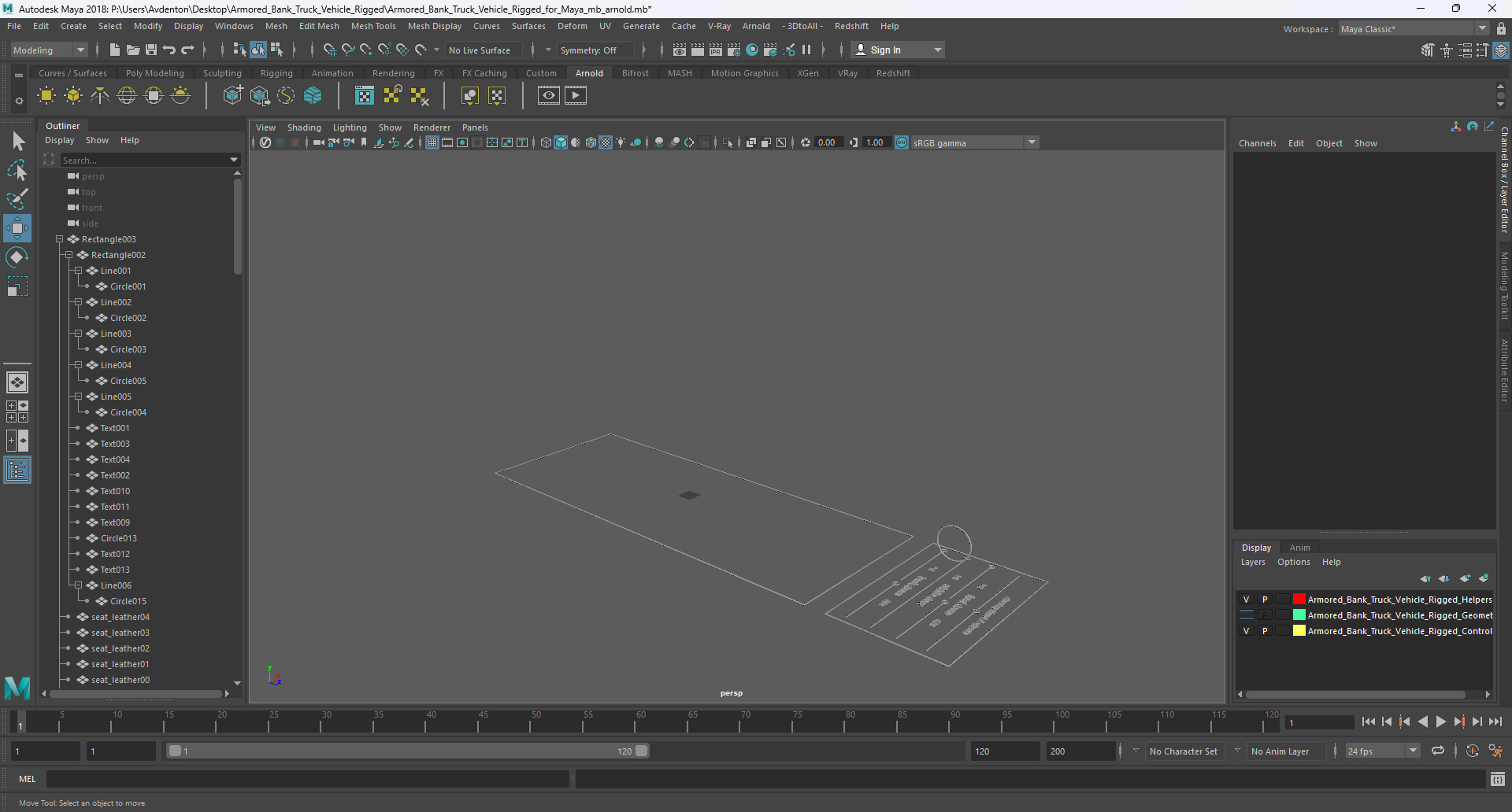 Armored Bank Truck Vehicle Rigged for Maya 3D